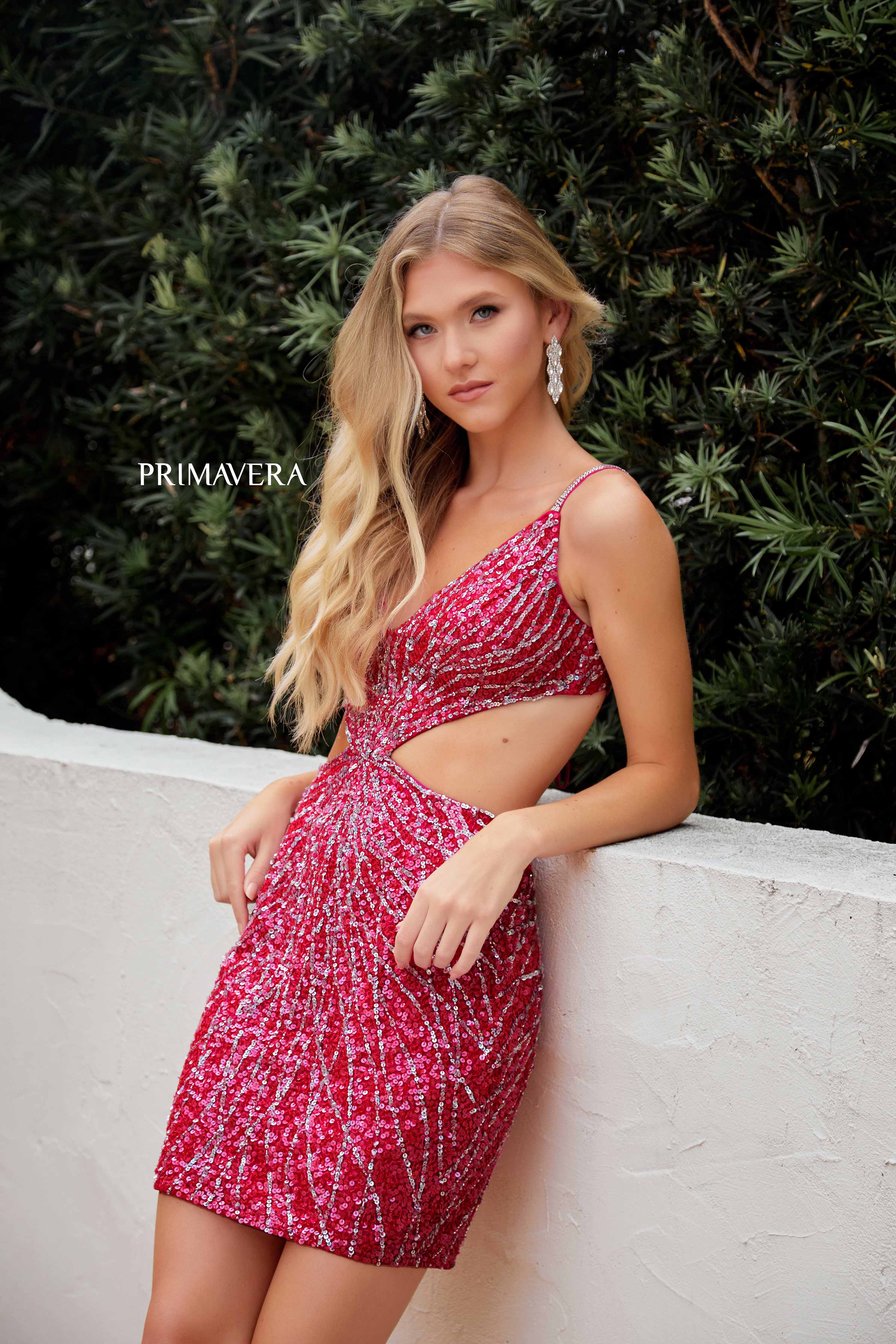 Primavera Couture 4236 Size 00 Pink Cut Out Sequin Homecoming Dress Formal Corset Cocktail Gown - Image 9