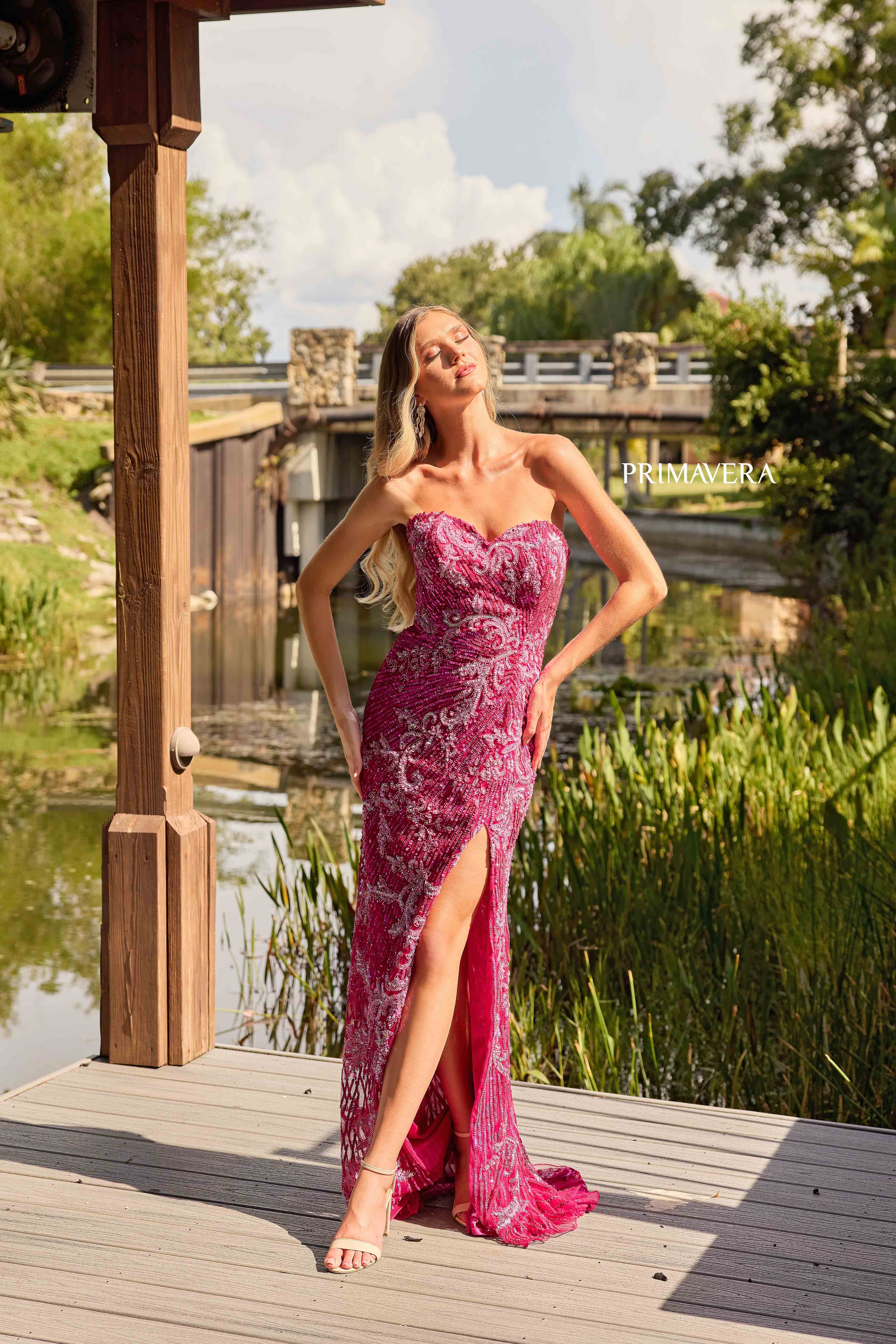 Primavera Couture 4328 Beaded Sequin Corset Prom Dress Formal Slit Evening Pageant Gown - Image 10