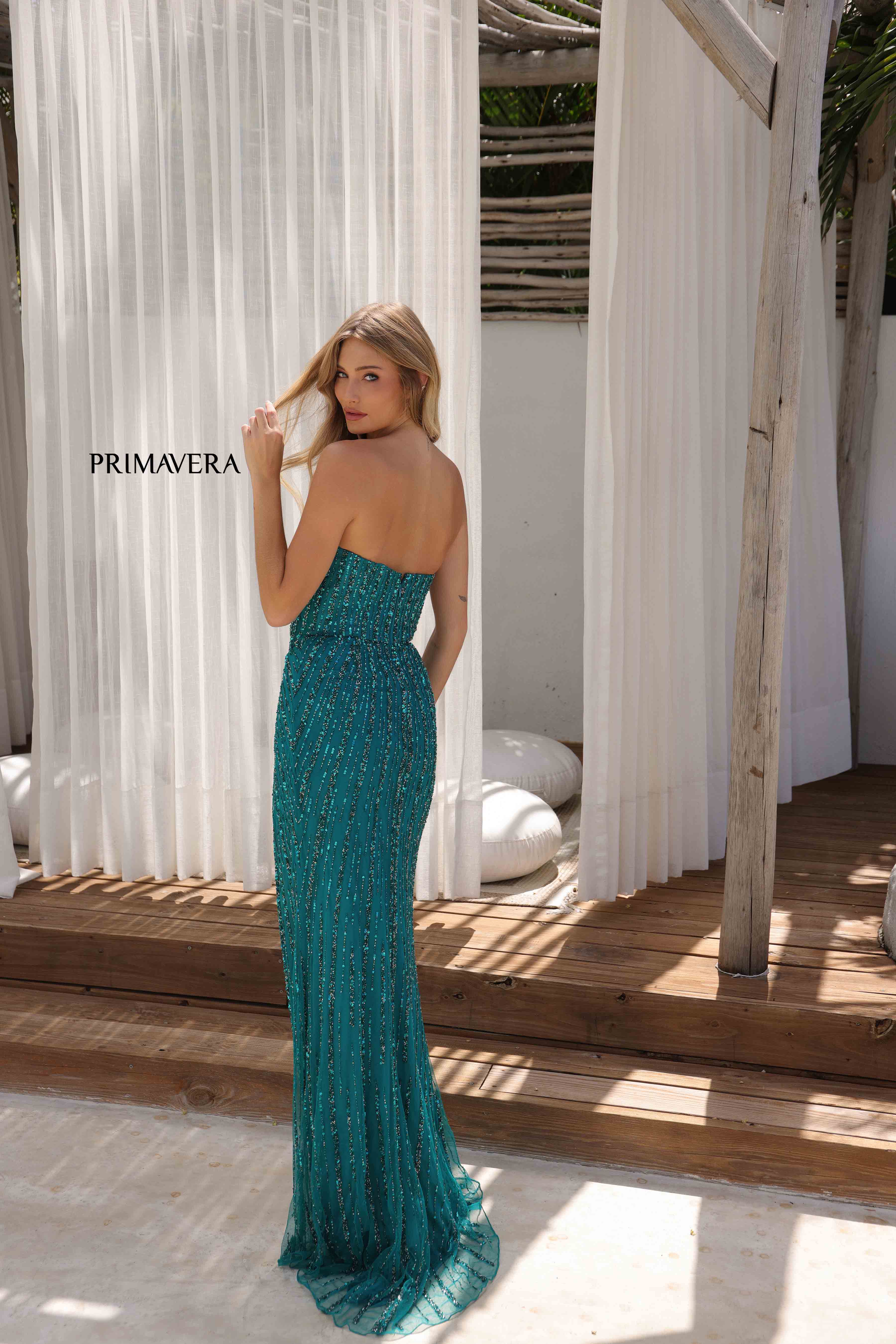 Primavera Couture 4358 Size 2, 14 Black Beaded Wrap Slit Formal Dress Prom Pageant Evening Gown Strapless - Image 5