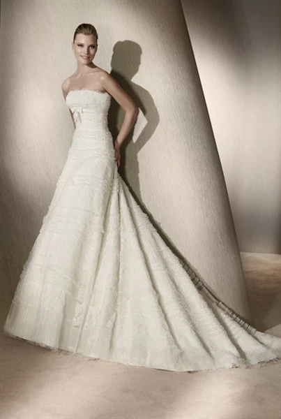 Pronovias San Patrick Canigo Bridal Gown Size 14 Off White Wedding Dress - Image 3