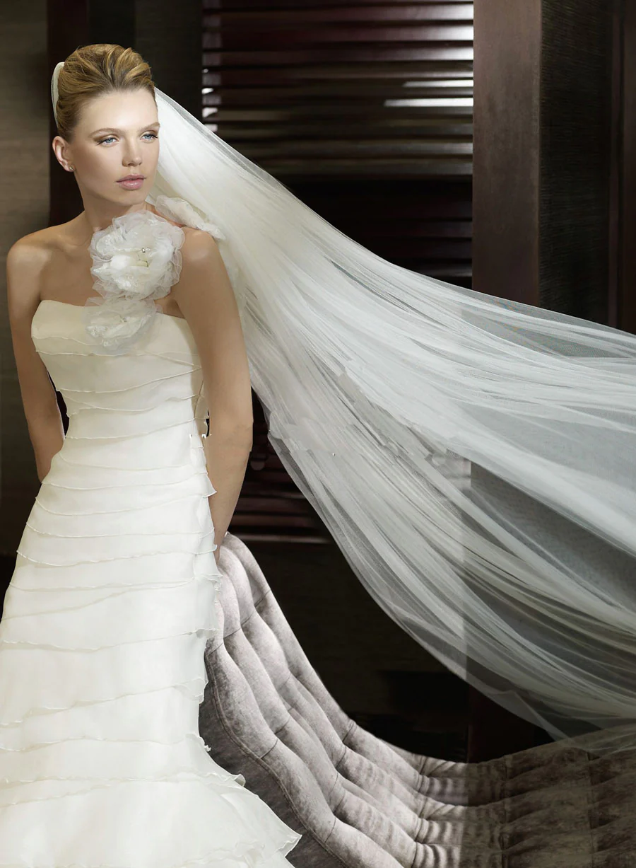 Pronovias San Patrick Eden Bridal Gown Size 10 Off White Wedding Dress One Shoulder - Image 4