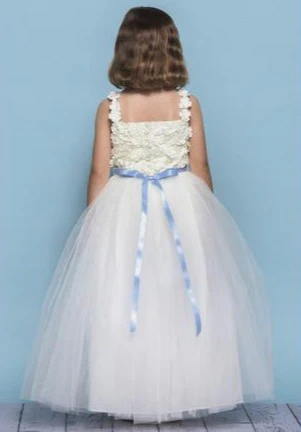 Rosebuds 5131 Long Ballgown Flower Girl Dress 3D Floral Appliques - Image 2