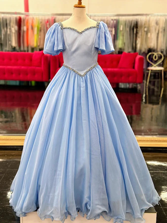 Samantha Blake 1126 Girls Pageant Dress Ruffle Cap Sleeve A Line Gown Satin Bodice Formal - Image 7