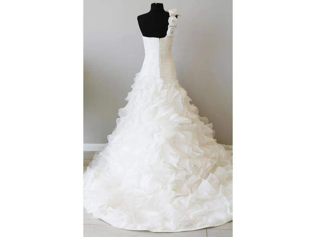 San Patrick Capricho Size 12 Long Fit & Flare One Shoulder Wedding Dress Bridal - Image 7