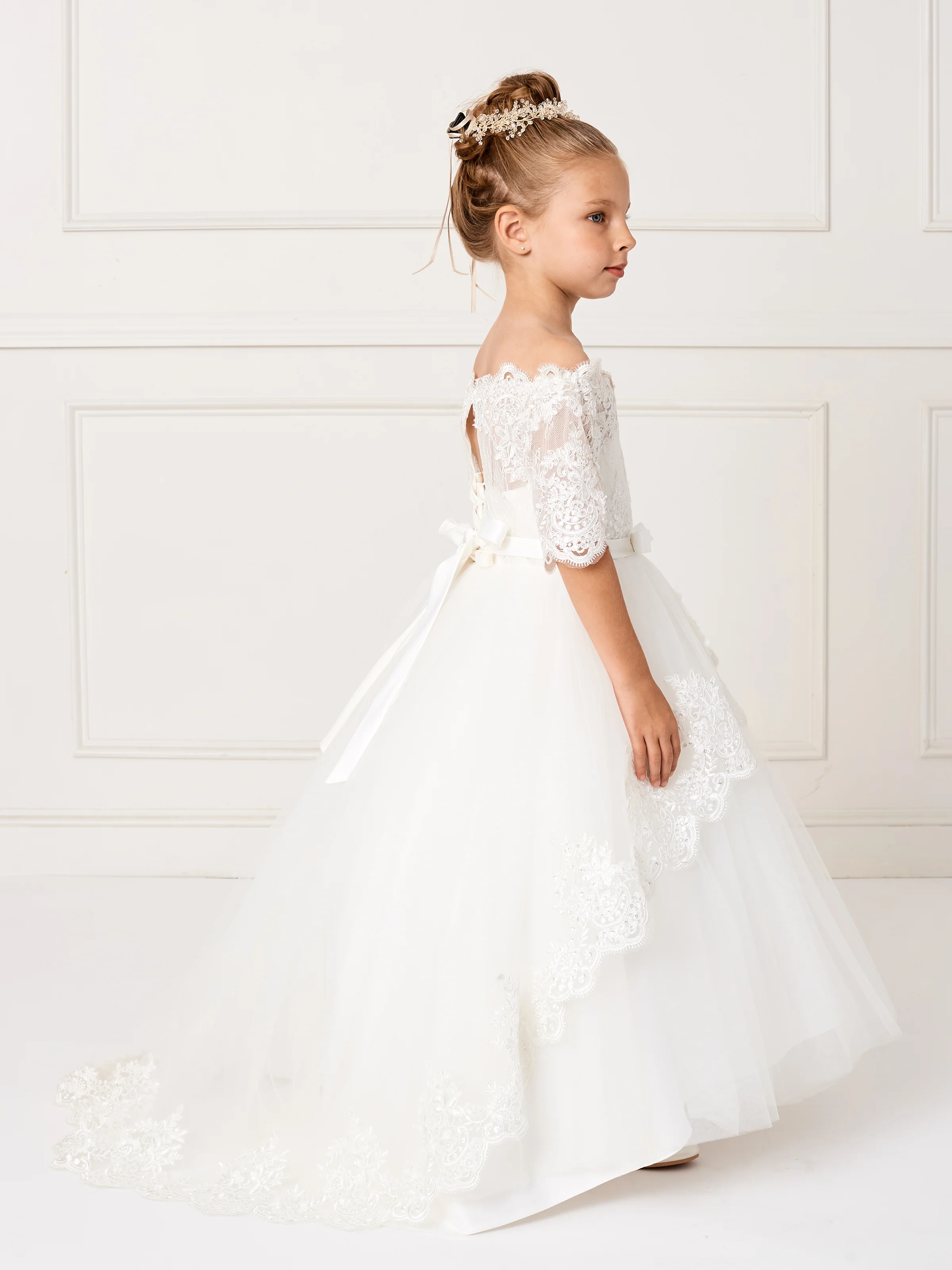 Tip Top Kids 5773 Girls Size 6 Lace Off the Shoulder Flower Girl Communion corset Flower Girl Dress - Image 11