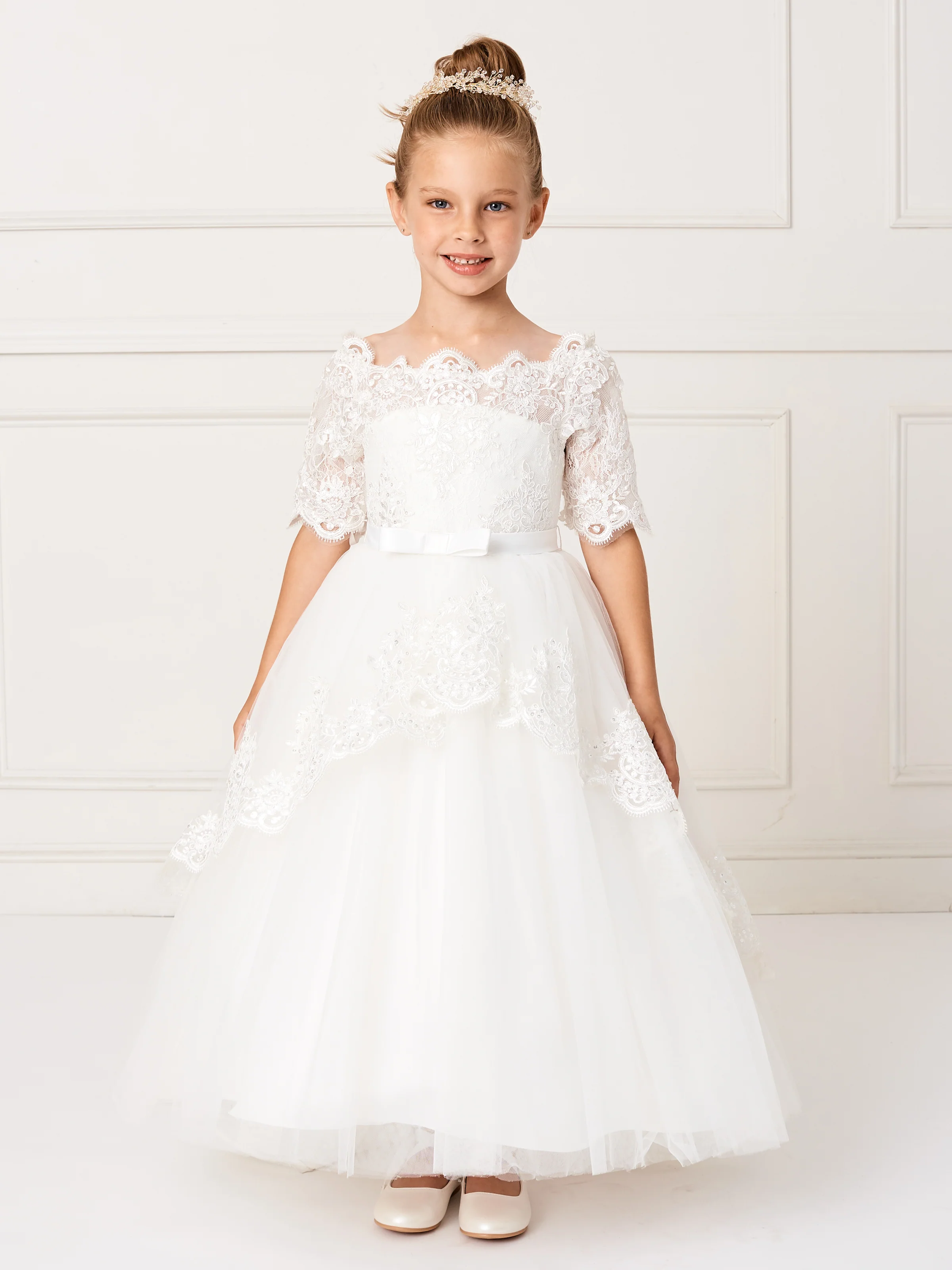 Tip Top Kids 5773 Girls Size 6 Lace Off the Shoulder Flower Girl Communion corset Flower Girl Dress - Image 12