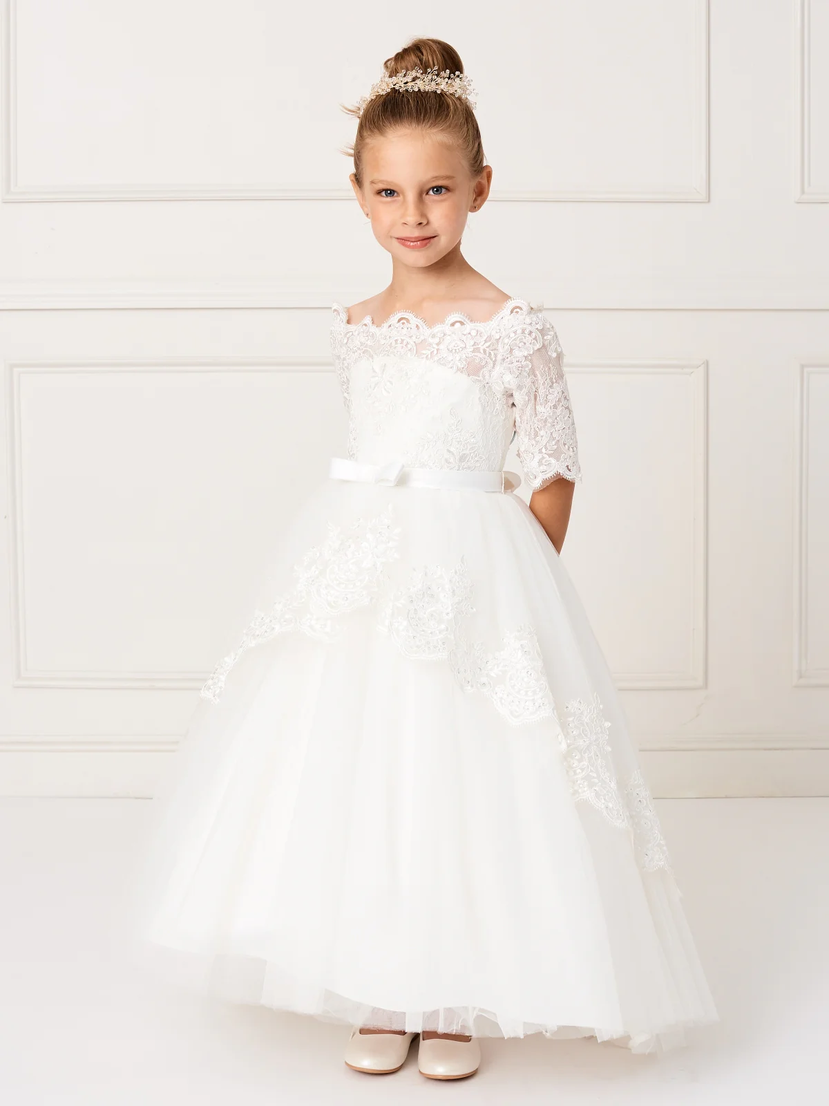 Tip Top Kids 5773 Girls Size 6 Lace Off the Shoulder Flower Girl Communion corset Flower Girl Dress - Image 6