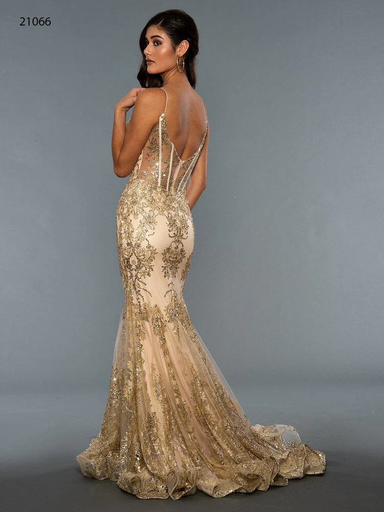 Stella Couture 21066 Size 4 Gold Long Glitter corset mermaid Formal Evening Gown Prom Dress Pageant - Image 2