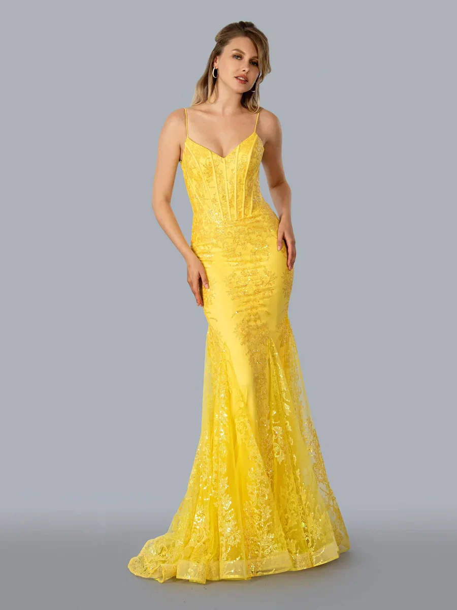 Stella Couture 21066 Size 4 Gold Long Glitter corset mermaid Formal Evening Gown Prom Dress Pageant - Image 9