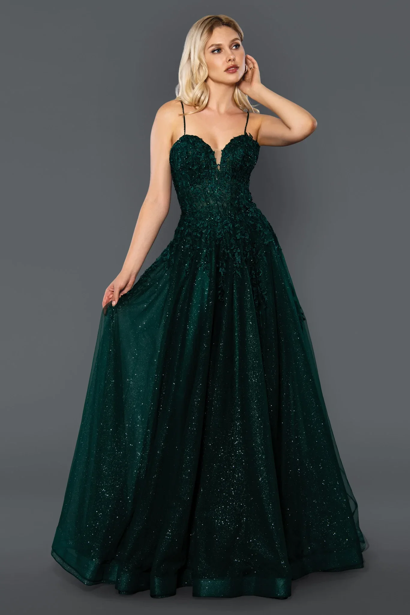 Stella Couture 22027 Size 4 Fuchsia Fitted Lace Embellished Bodice sheer Shimmer Prom Dress - Image 2