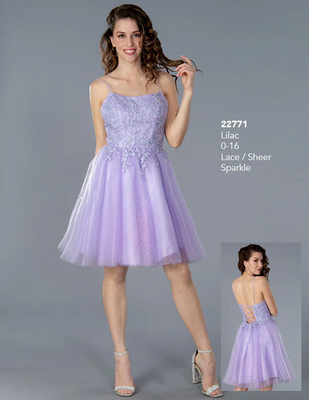 Stella Couture 22771 Size 10 Lilac Lace Shimmer A Line Homecoming Dress Corset Cocktail Dress
