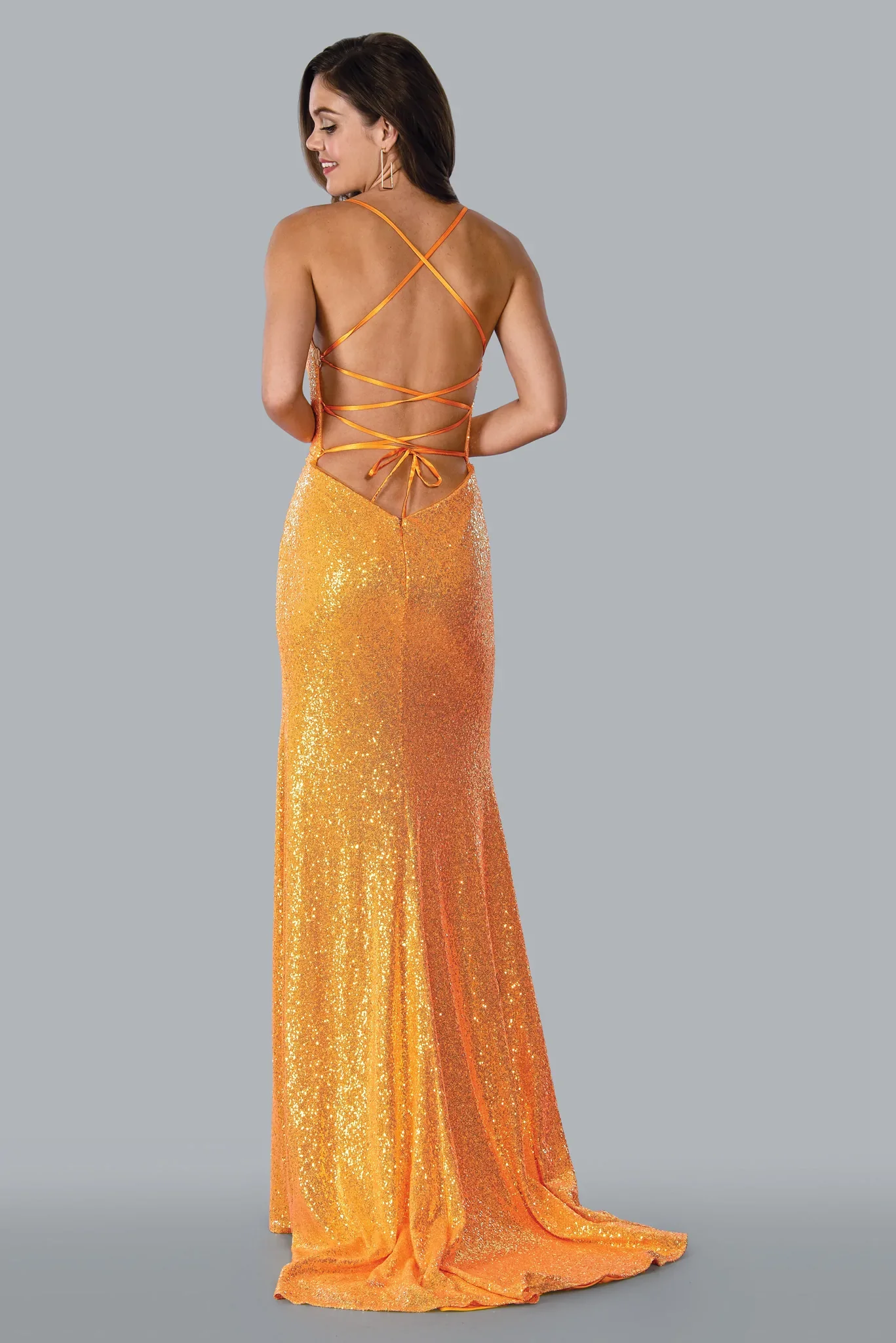 Stella Couture 23141 Size 8 Fuchsia Long Fitted Sequin Backless Corset Prom Dress Slit Formal Gown - Image 3