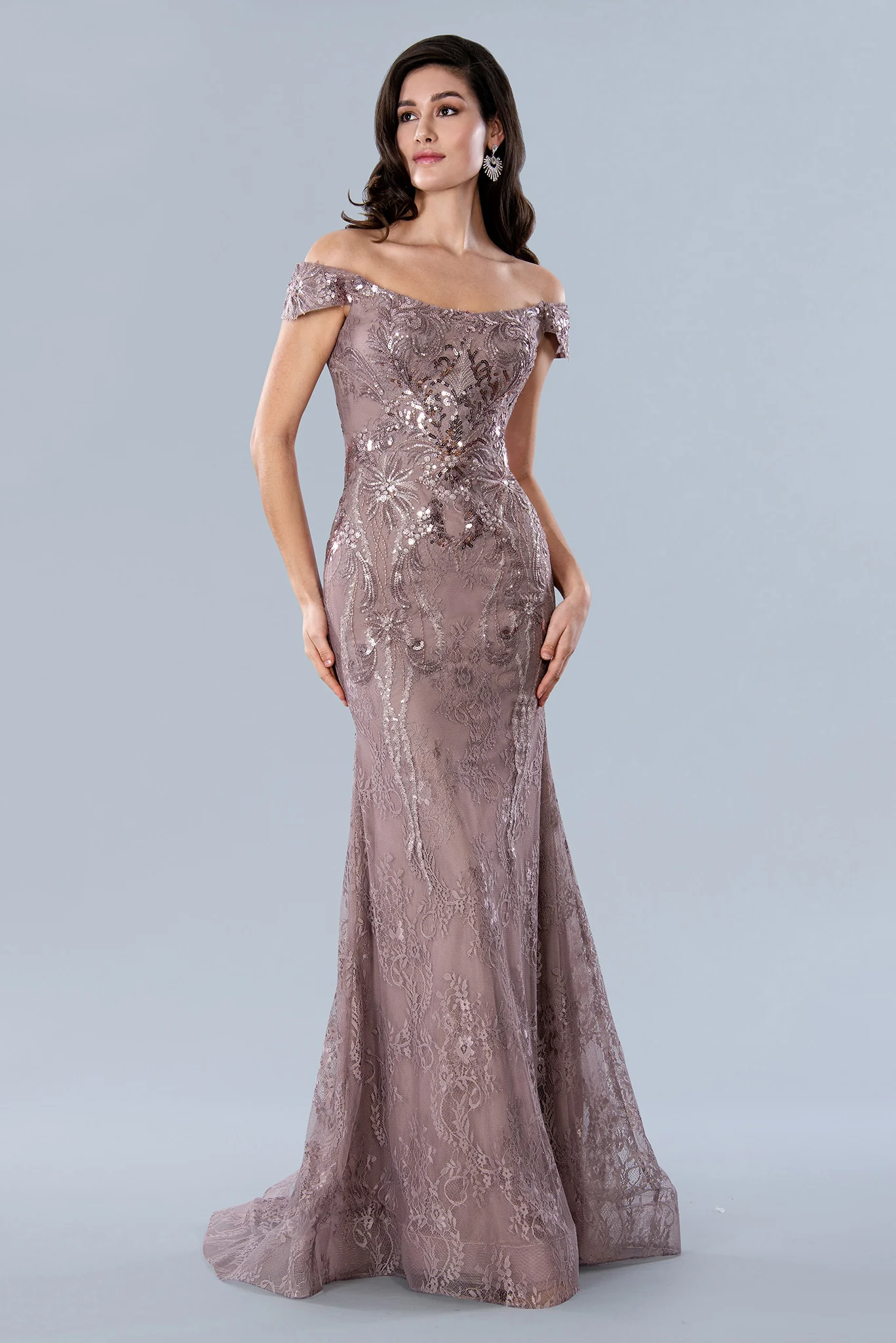 Stella Couture 23357 Size 18 Rose Mother Of Dress Sequin Lace Off the Shoulder Fit & Flare Formal Gown