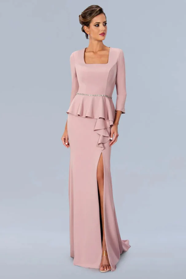 Stella Couture 24318 Size 10 Rose Mother Of Dress long sleeve formal Gown Ruffle Peplum