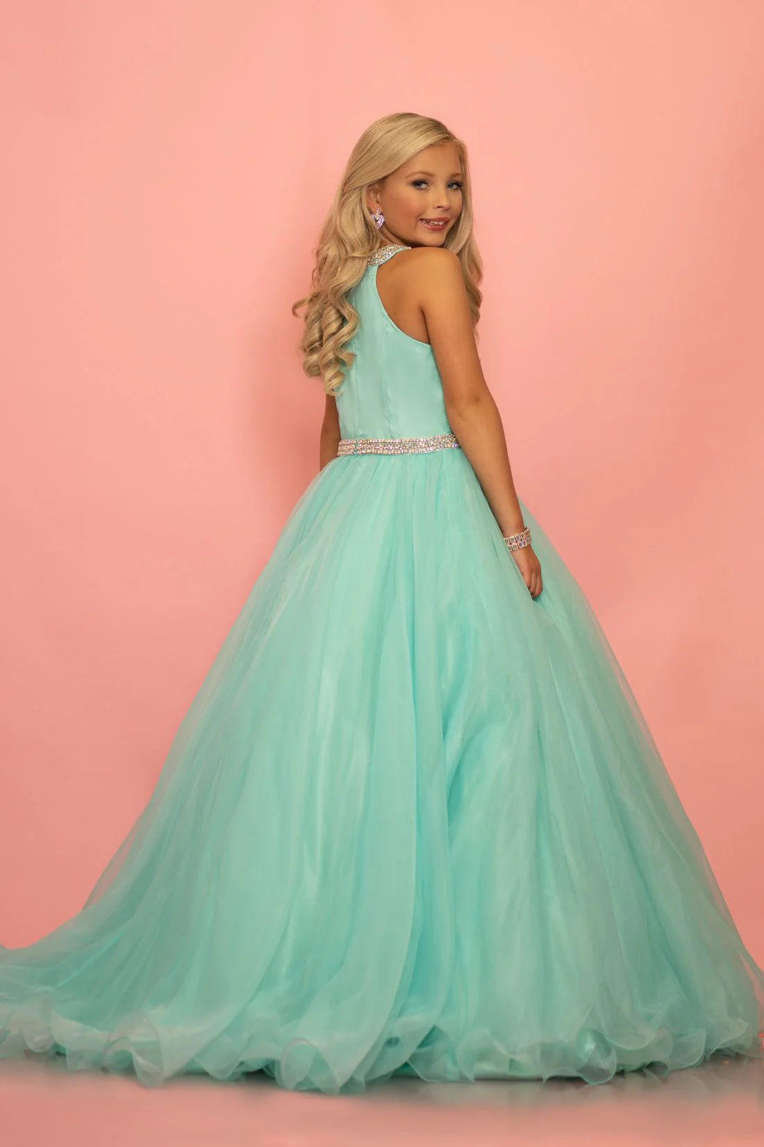 Sugar Kayne C114 Girls Preteen A Line Pageant Dress Ballgown High Neckline - Image 11