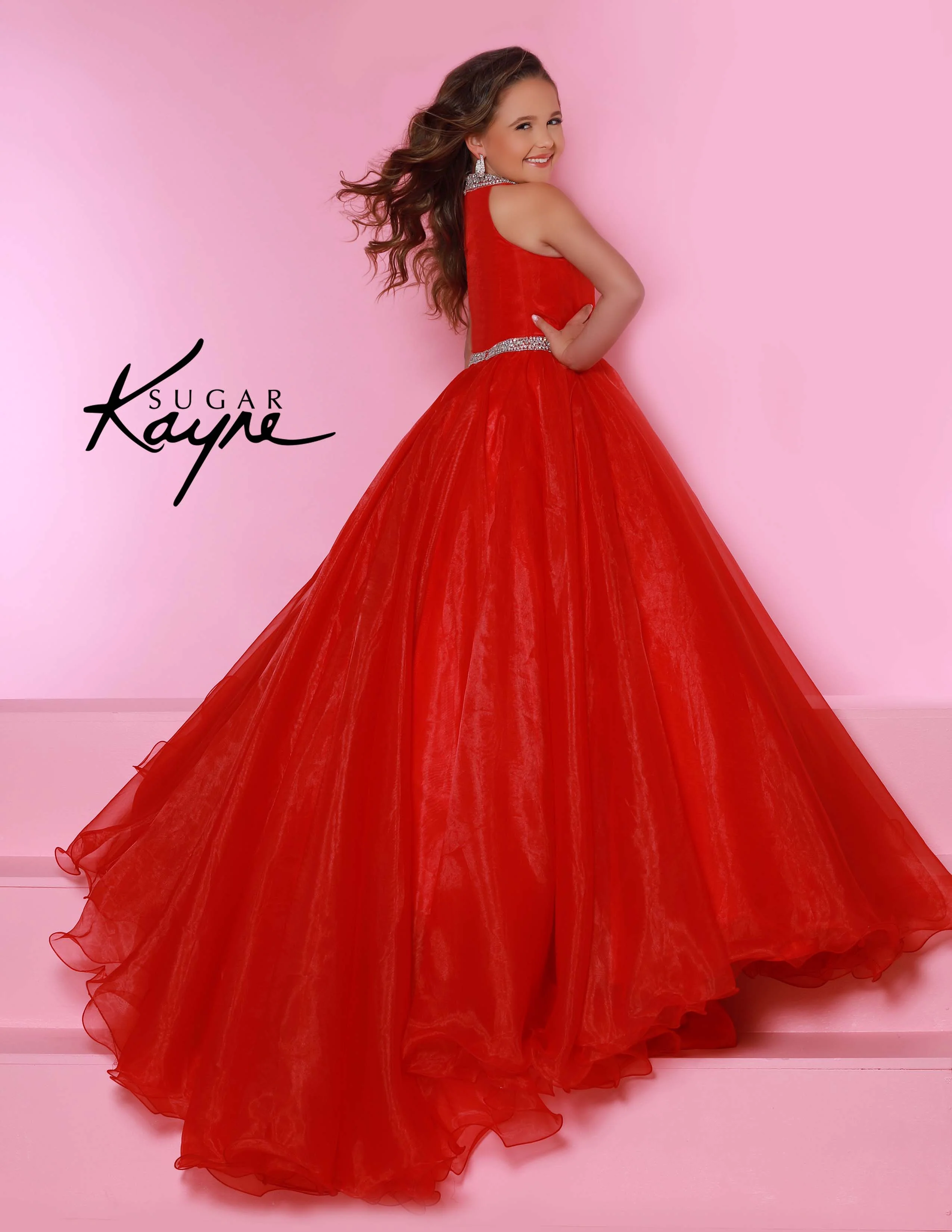 Sugar Kayne C114 Girls Preteen A Line Pageant Dress Ballgown High Neckline - Image 12