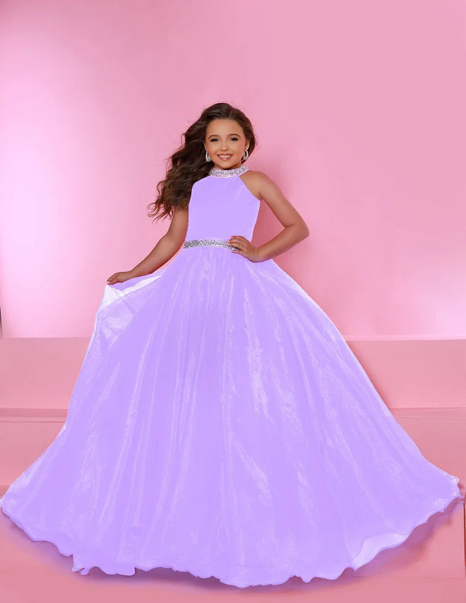 Sugar Kayne C114 Girls Preteen A Line Pageant Dress Ballgown High Neckline - Image 3