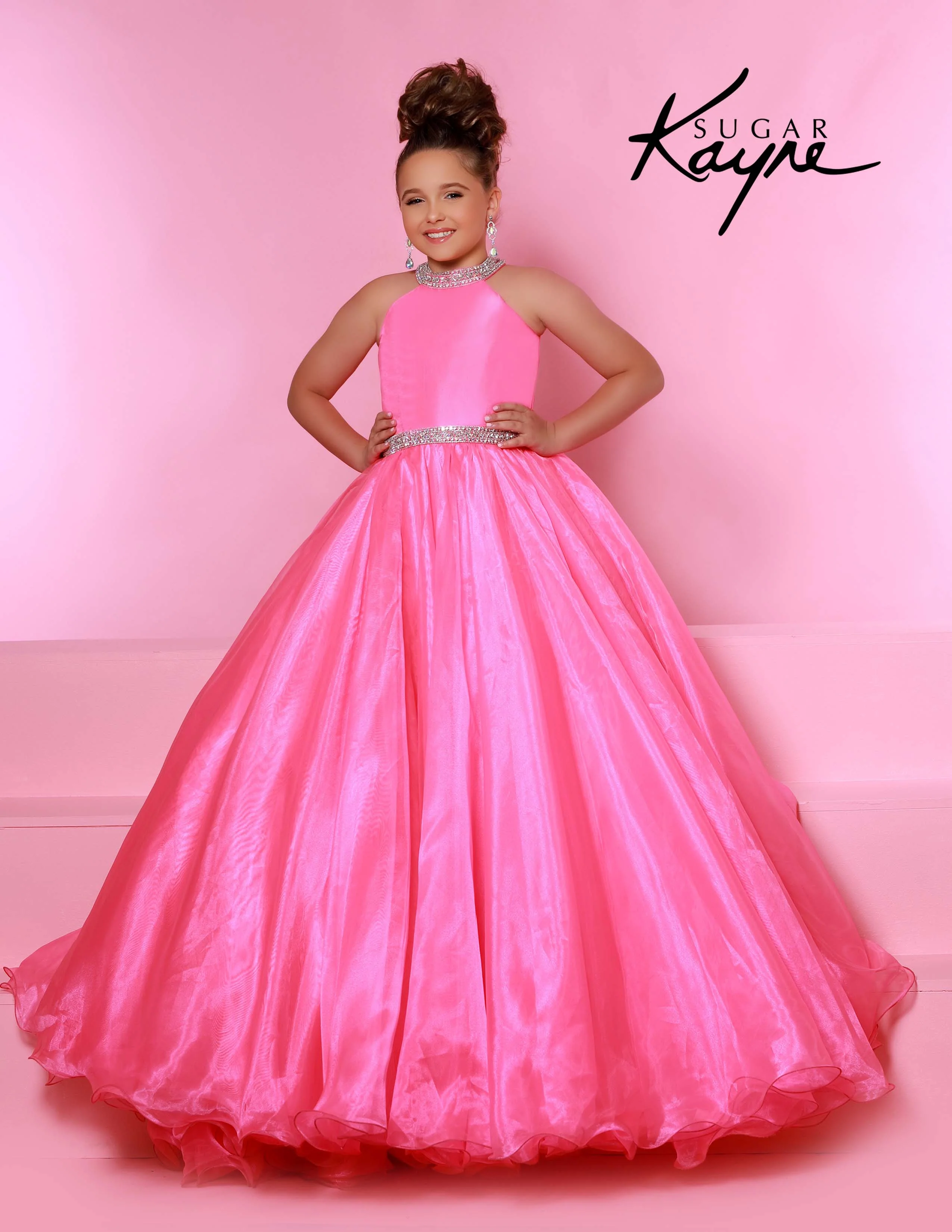Sugar Kayne C114 Girls Preteen A Line Pageant Dress Ballgown High Neckline - Image 5