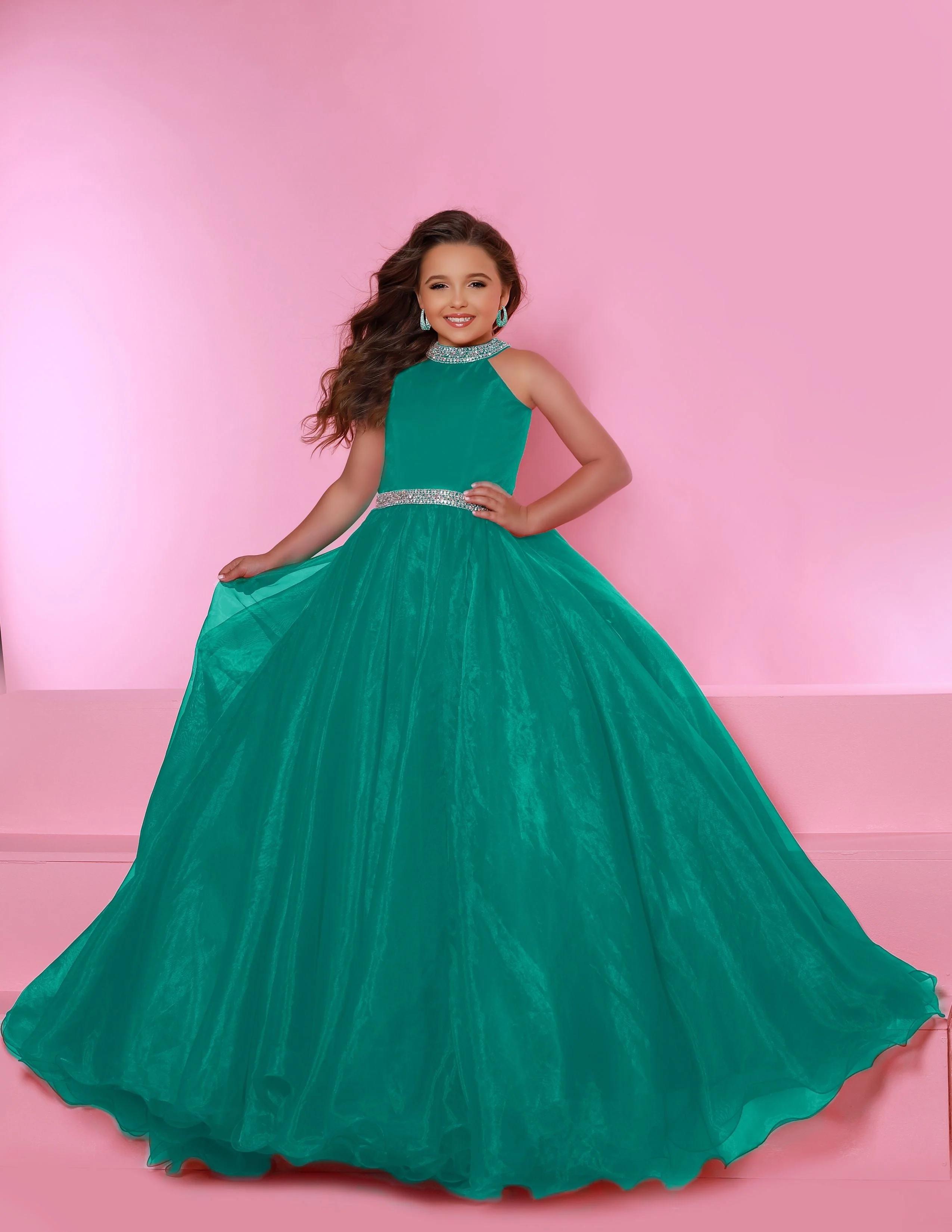 Sugar Kayne C114 Girls Preteen A Line Pageant Dress Ballgown High Neckline - Image 8