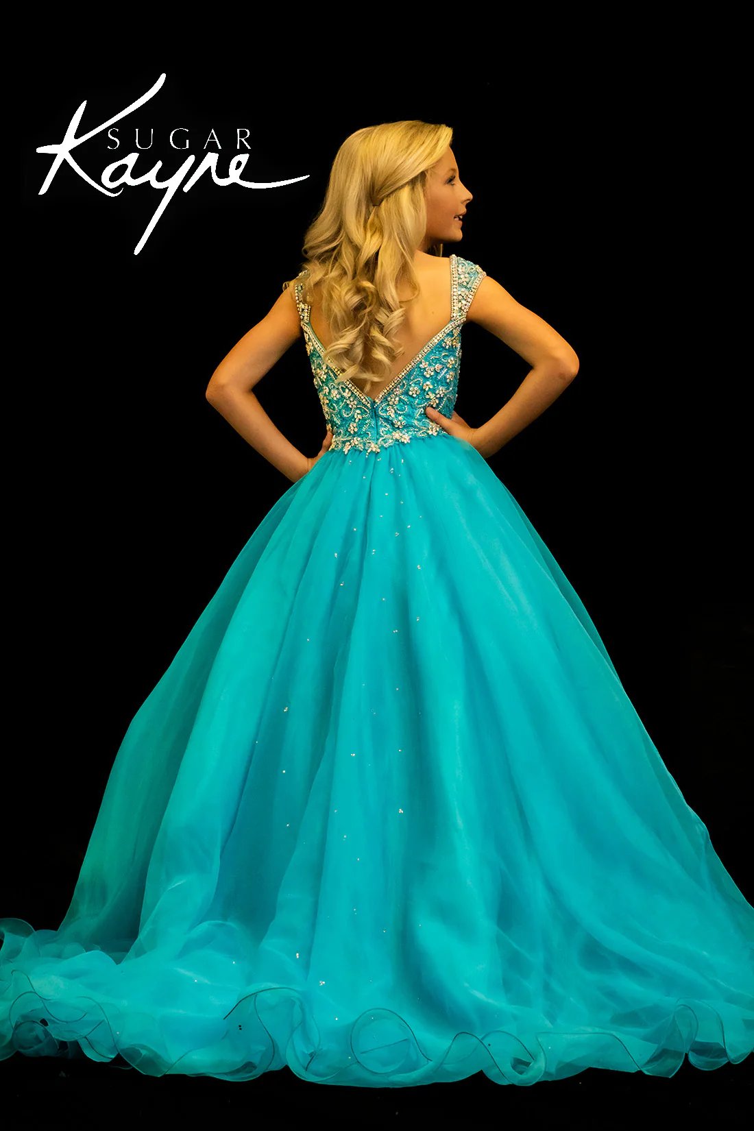 Sugar Kayne C146 Girls Pageant Dress Ballgown Crystal Formal Gown - Image 7