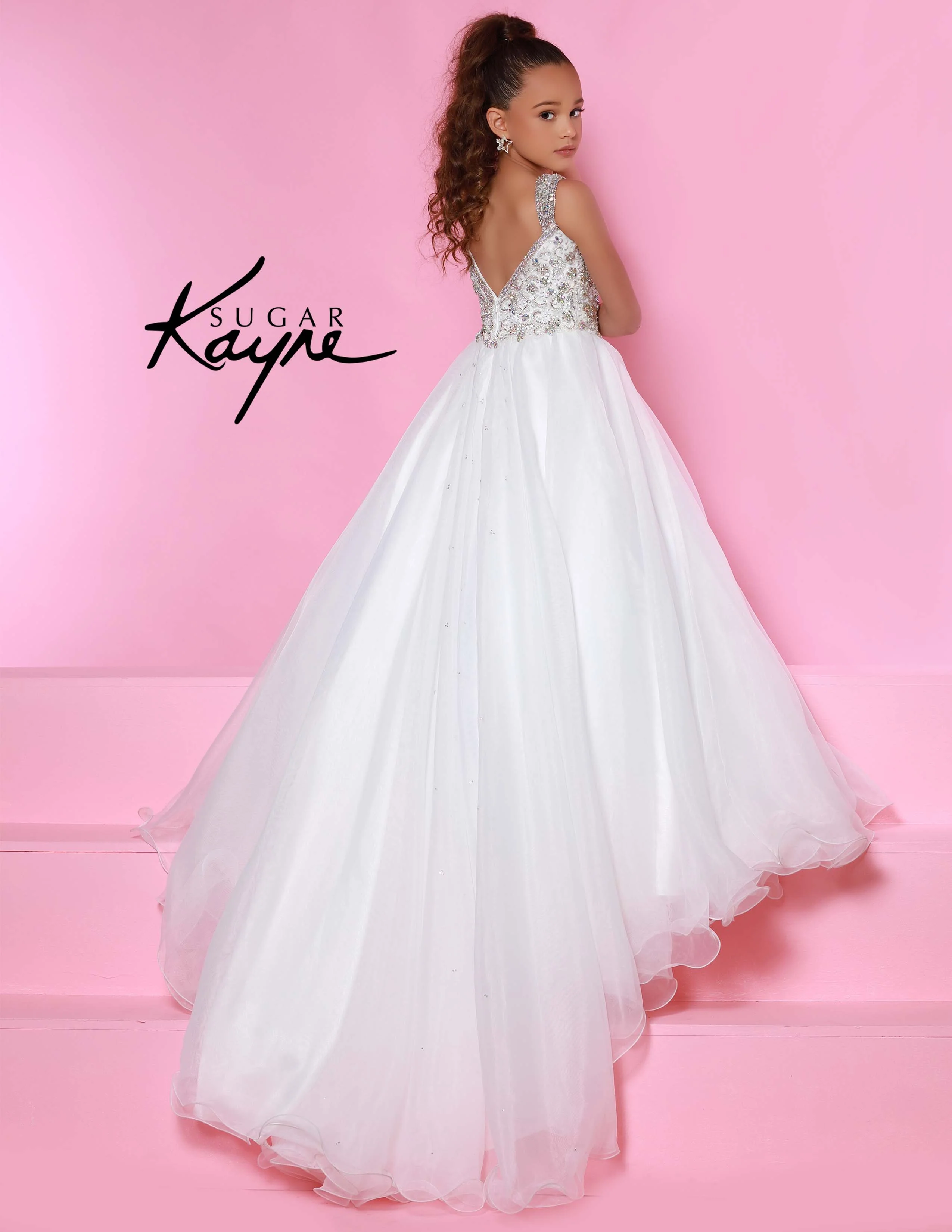 Sugar Kayne C146 Girls Pageant Dress Ballgown Crystal Formal Gown - Image 9