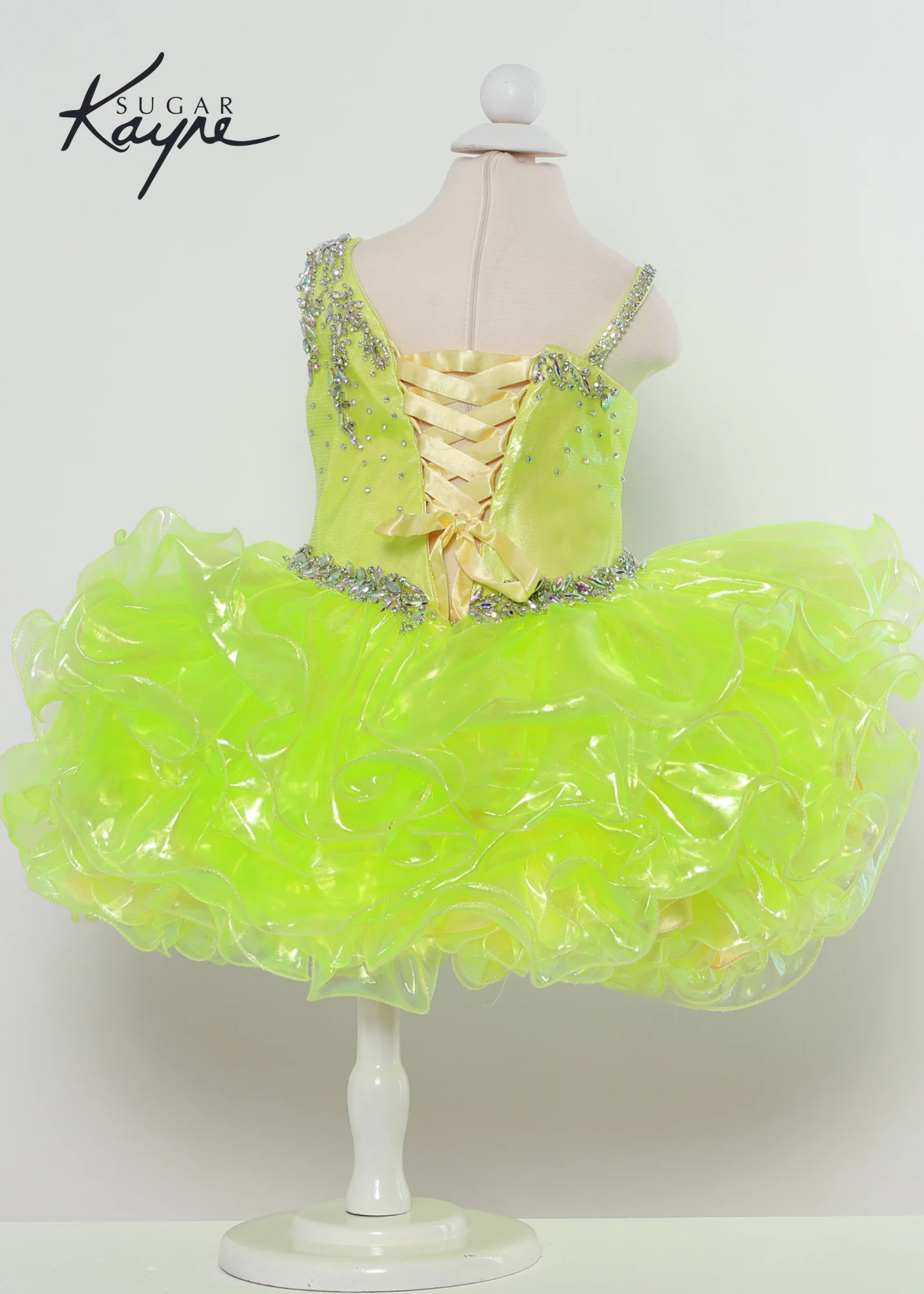 Sugar Kayne C214 iridescent organza Cupcake Pageant gown with a corset back - Image 3