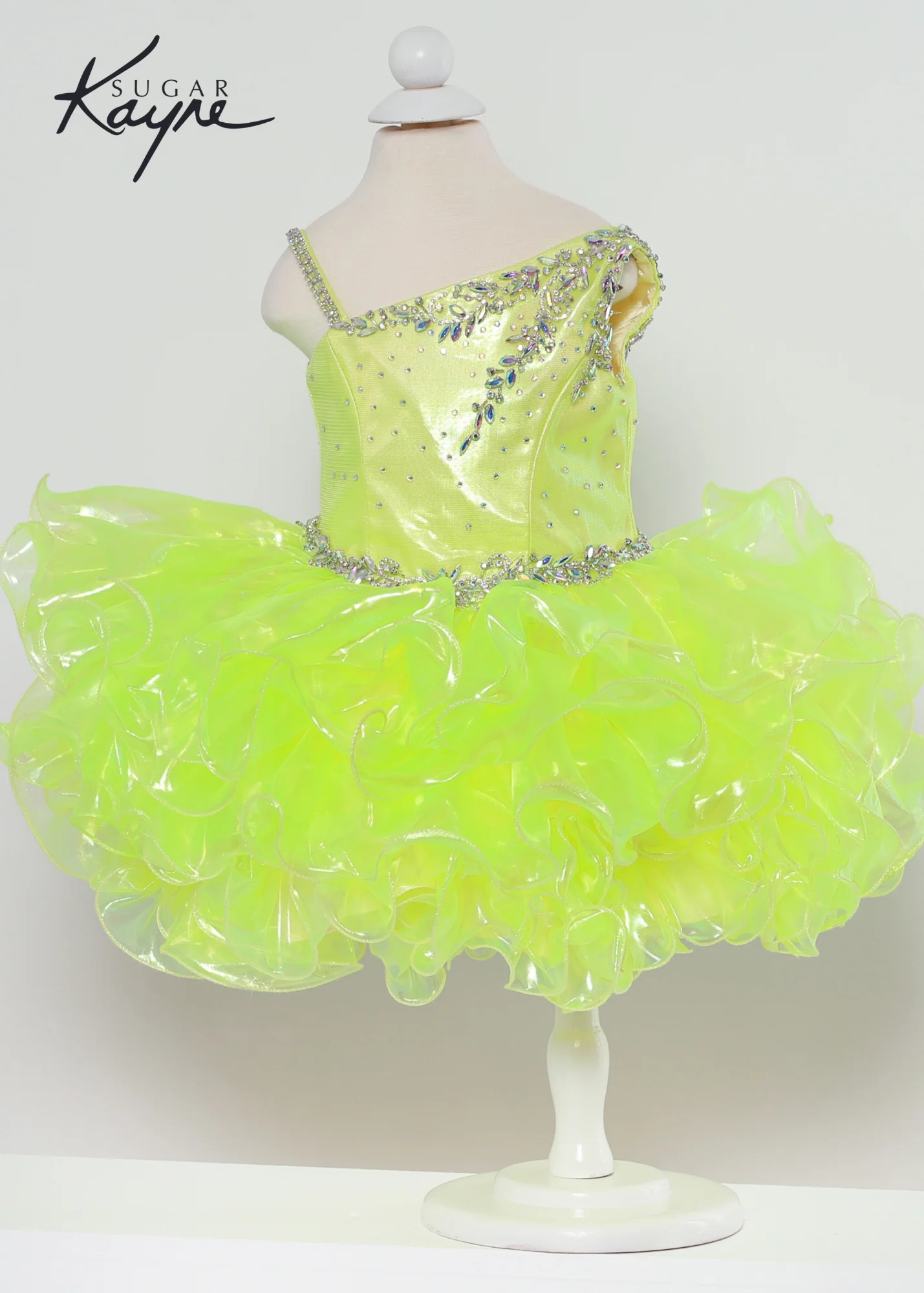 Sugar Kayne C214 iridescent organza Cupcake Pageant gown with a corset back - Image 4