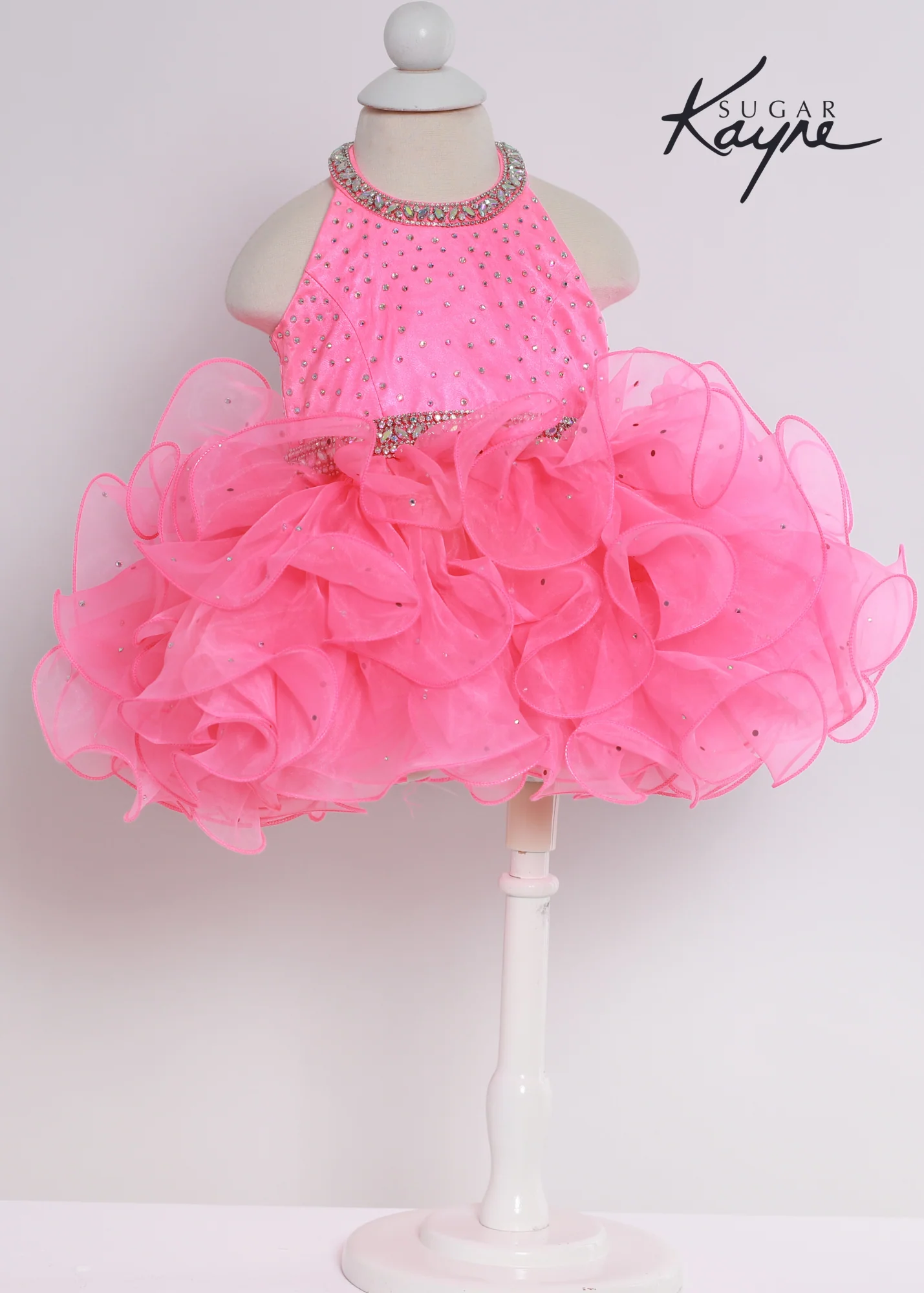 Sugar Kayne C220 Girls Cupcake Pageant Dress Size 2T Neon Orange - Image 4