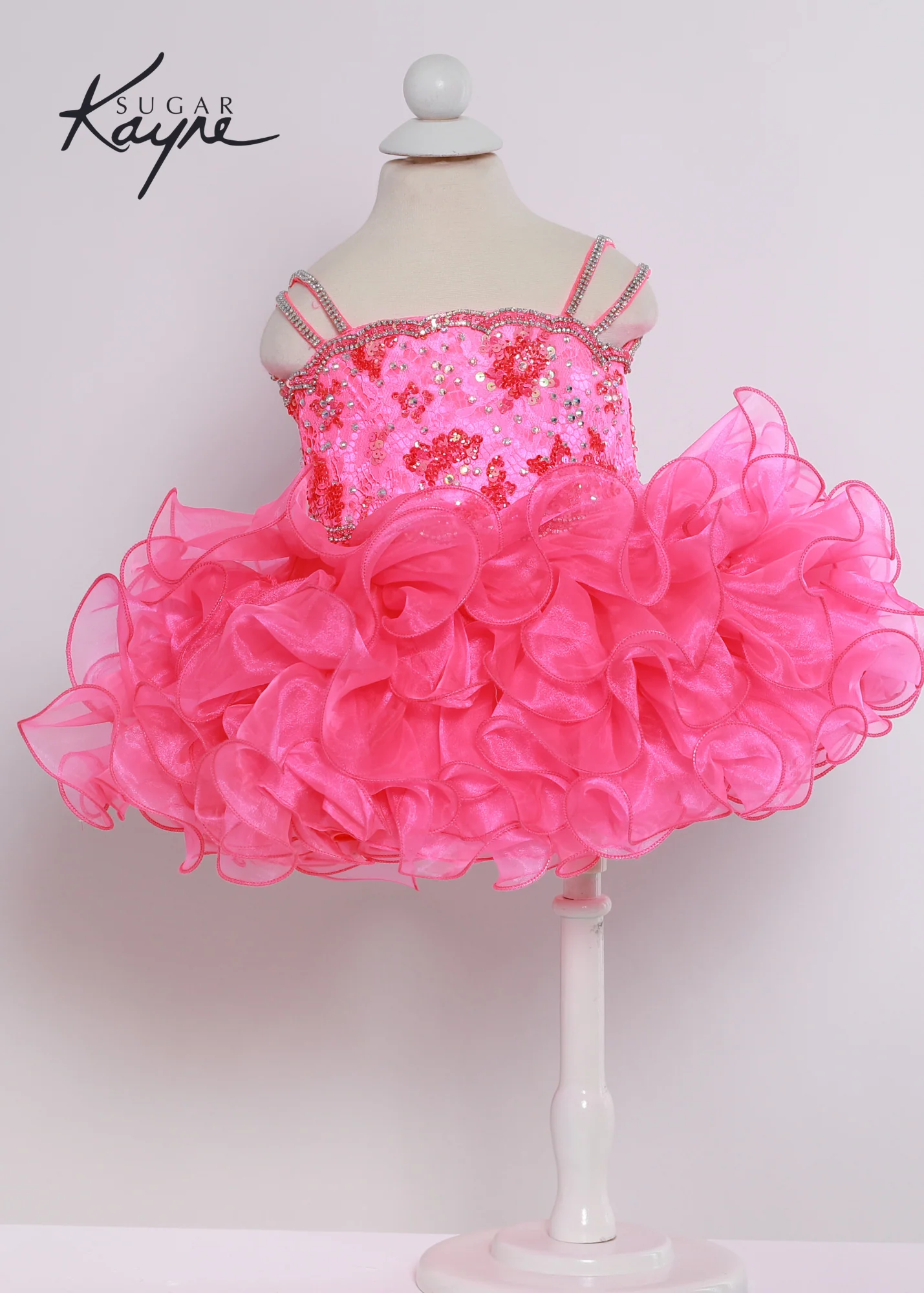 Sugar Kayne C225 Girls Cupcake Pageant Dress Ruffle Skirt Bow Corset