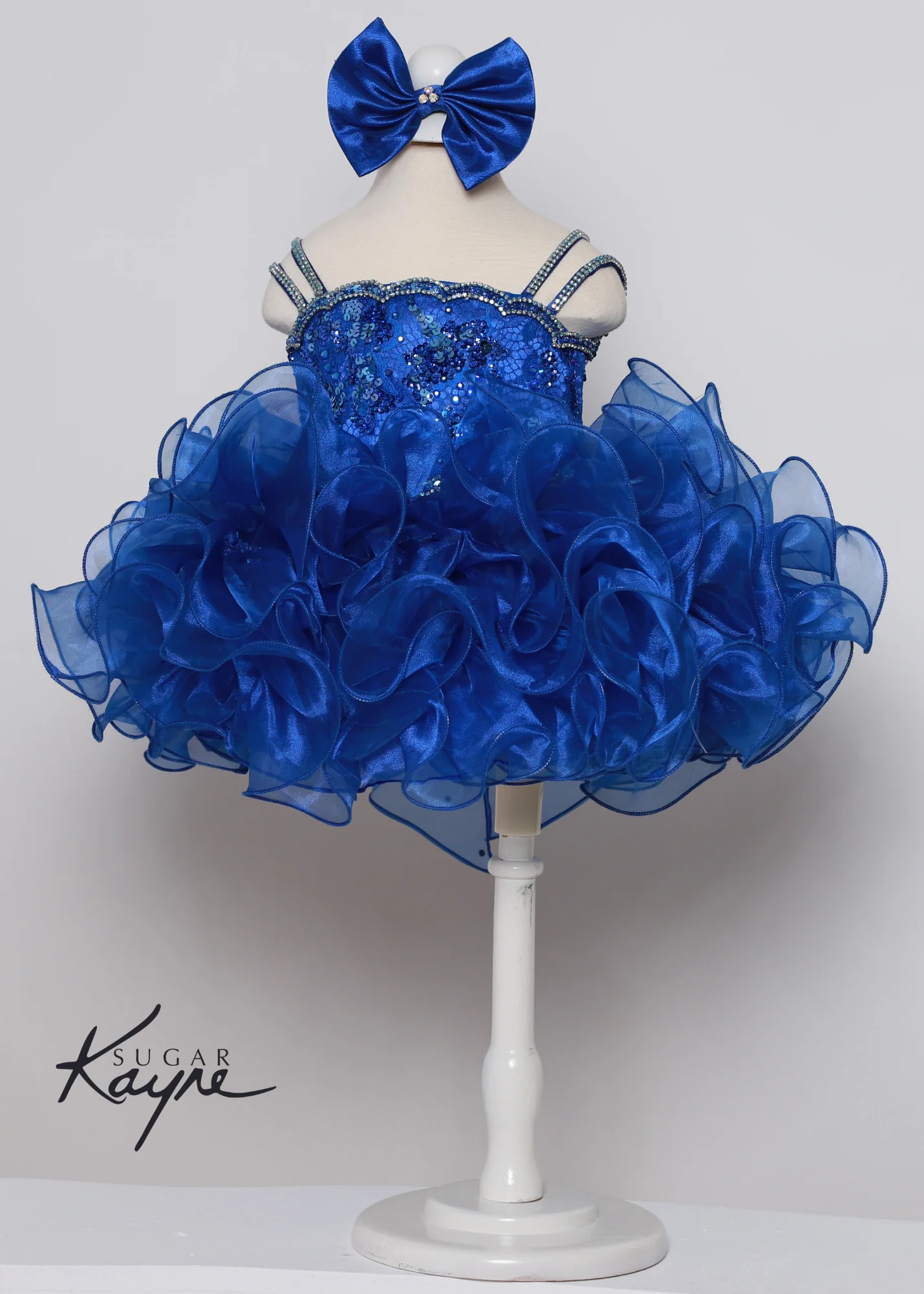 Sugar Kayne C225 Girls Cupcake Pageant Dress Ruffle Skirt Bow Corset - Image 2