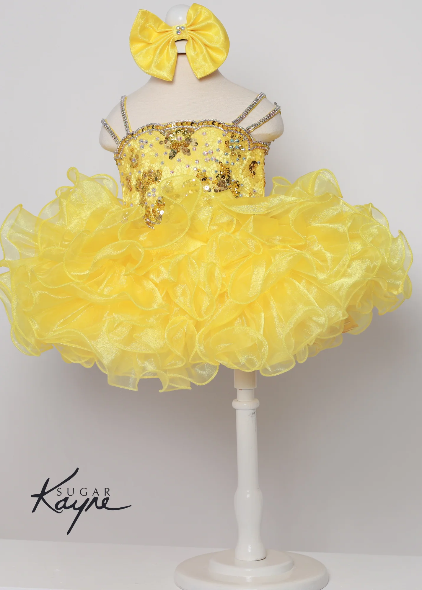Sugar Kayne C225 Girls Cupcake Pageant Dress Ruffle Skirt Bow Corset - Image 5