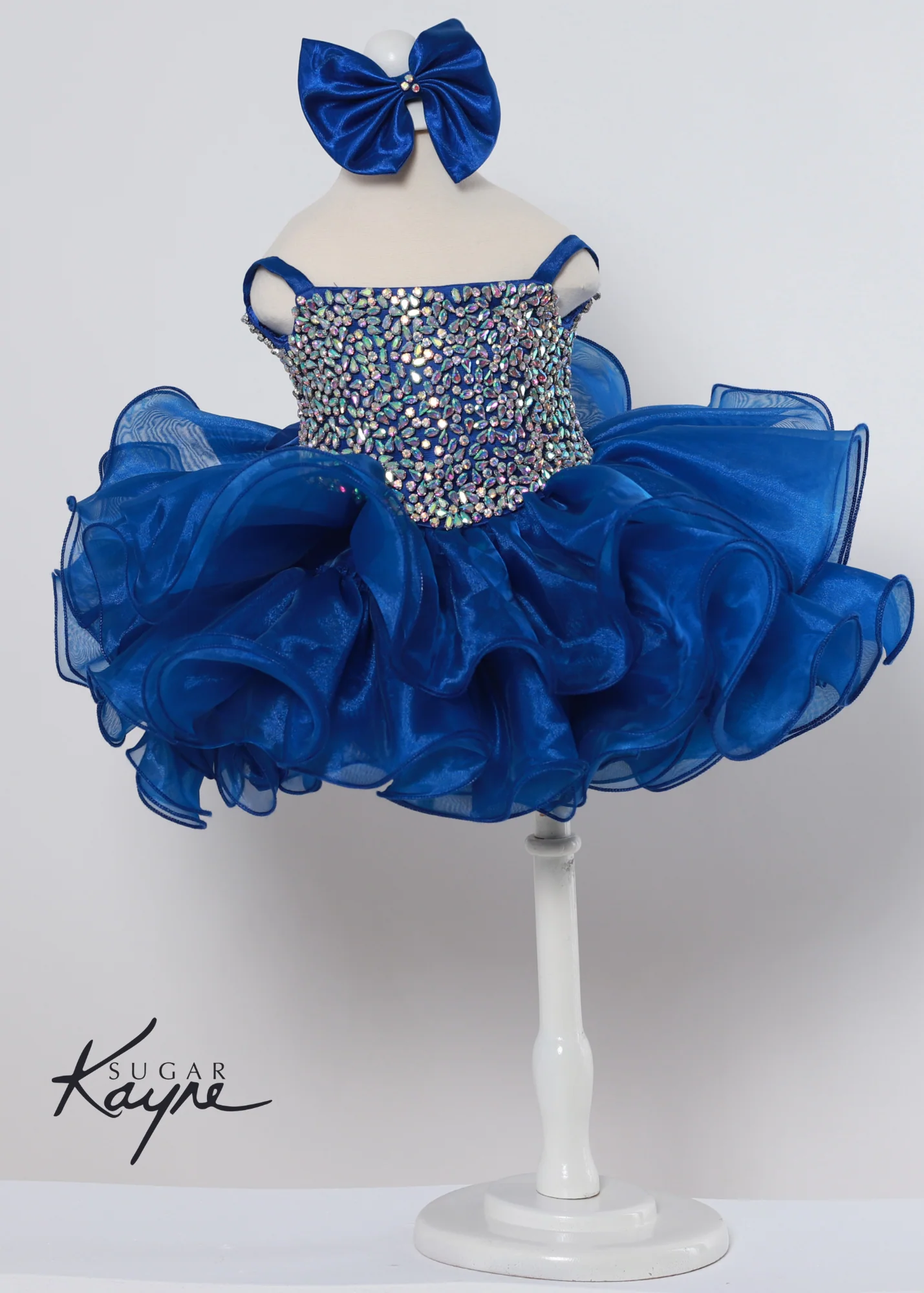 Sugar Kayne C226 Short Ruffle Rhinestone Corset Cupcake Pageant Dress Rhinestone Crystal Gown - Image 4