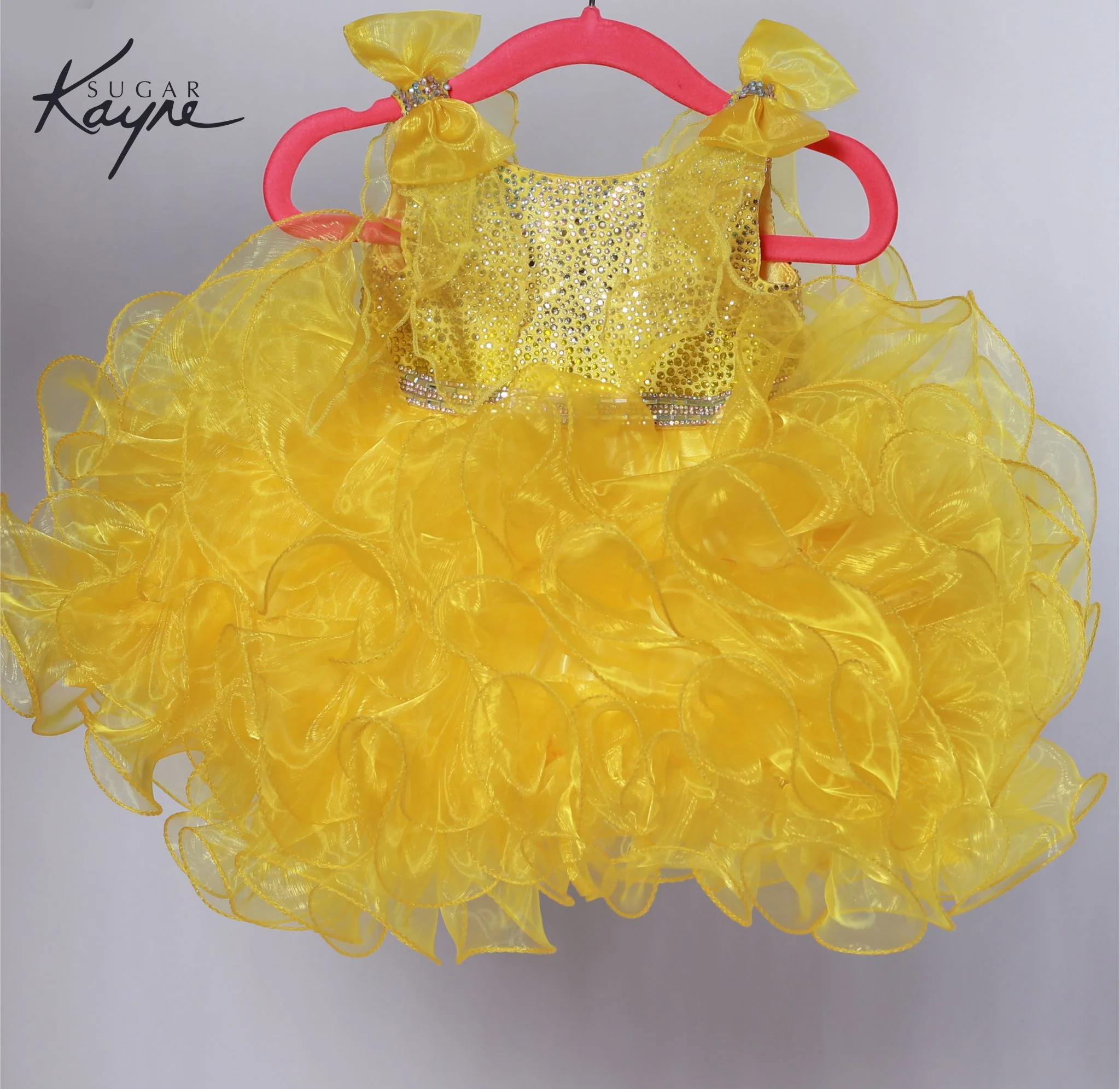 Sugar Kayne C229 Girls Cupcake Pageant Dress Bow Shoulders - Image 3