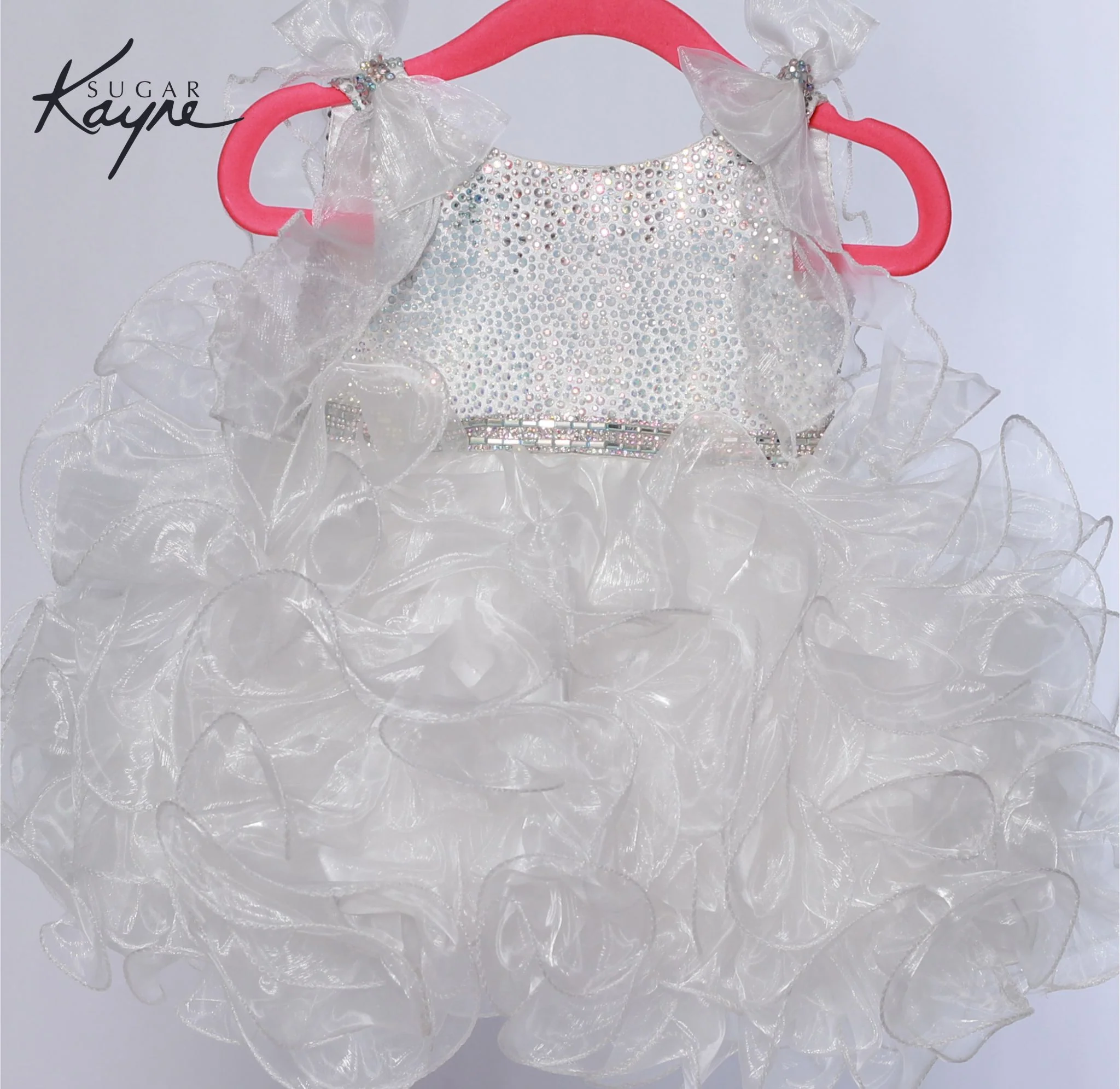 Sugar Kayne C229 Girls Cupcake Pageant Dress Bow Shoulders - Image 4