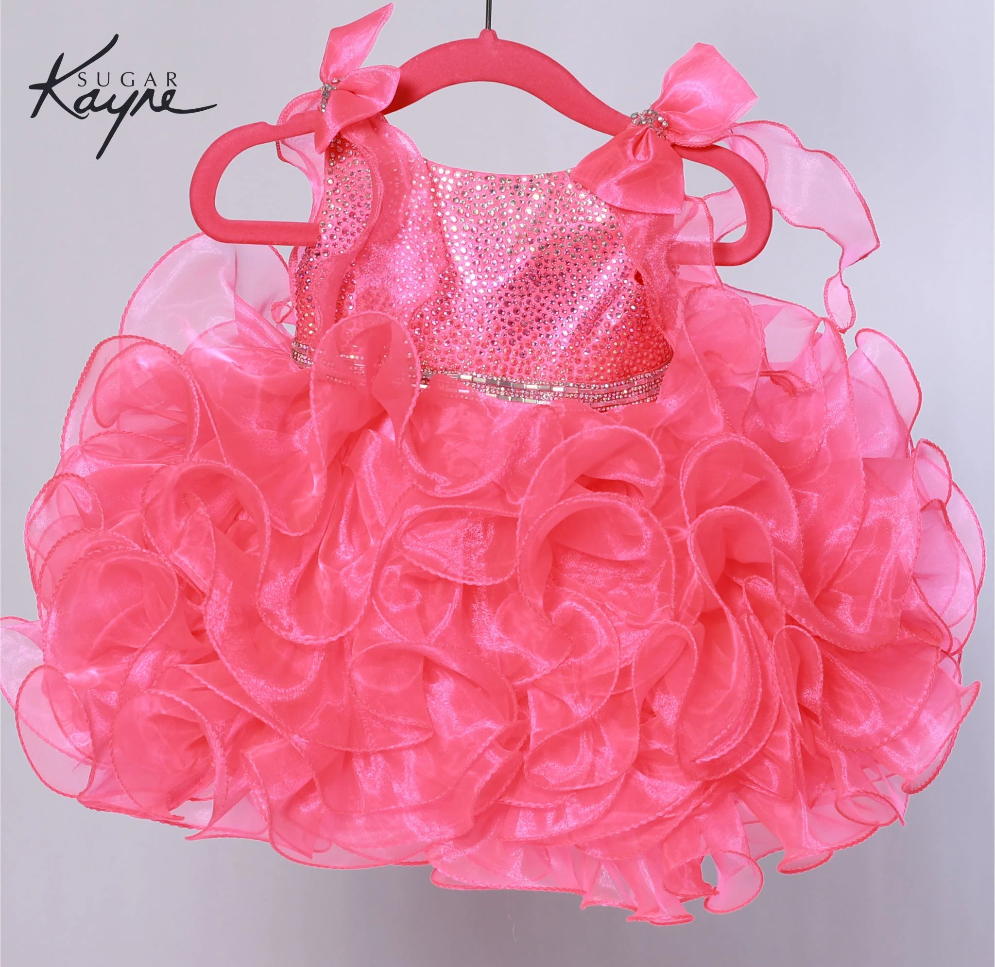 Sugar Kayne C229 Girls Cupcake Pageant Dress Bow Shoulders - Image 5