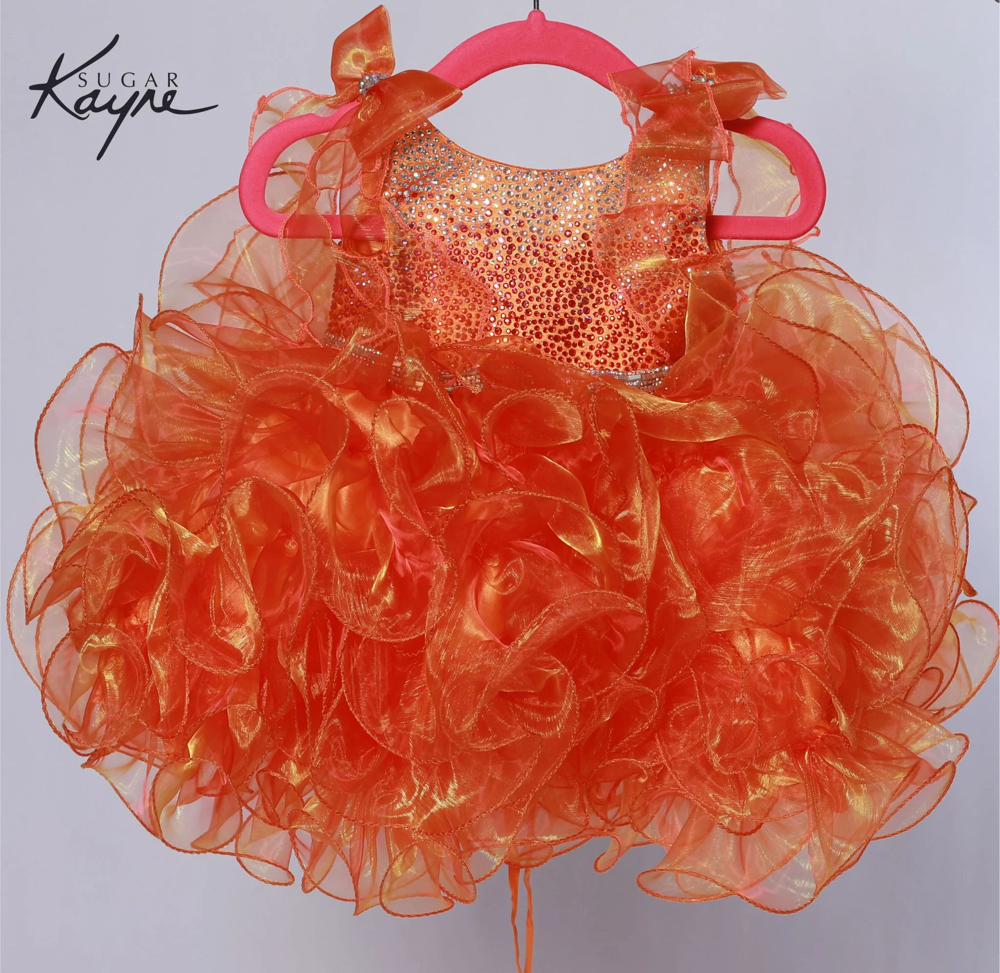 Sugar Kayne C229 Girls Cupcake Pageant Dress Bow Shoulders - Image 6