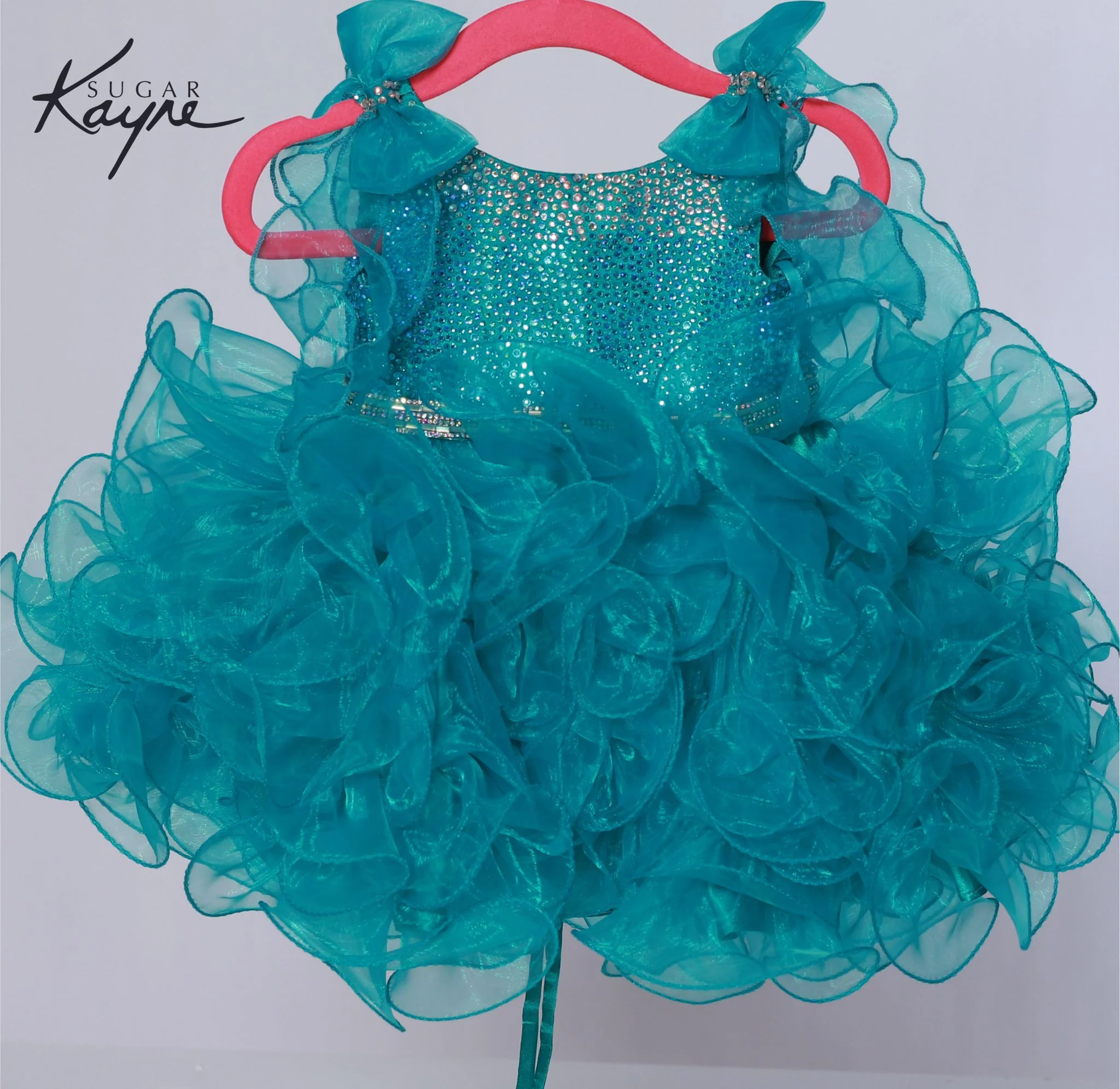Sugar Kayne C229 Girls Cupcake Pageant Dress Bow Shoulders - Image 7