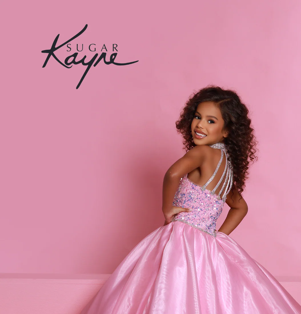 Sugar Kayne C302 Size 6 Unicorn Sequin velvet girls ballgown shimmer pageant dress high neck - Image 7