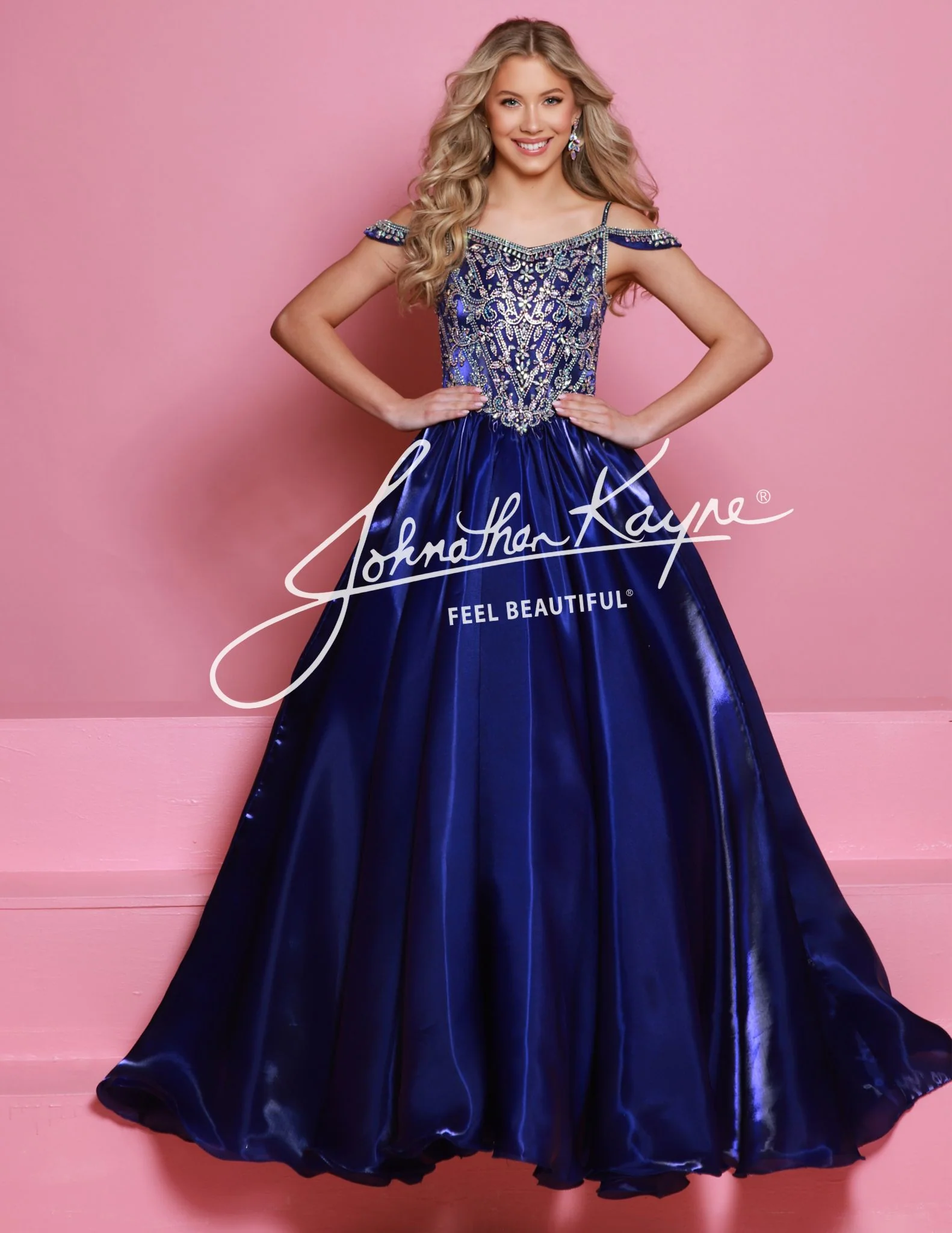 Sugar Kayne C365 Organza Girls Pageant Dress Off the Shoulder Crystal Bodice Formal Gown - Image 2