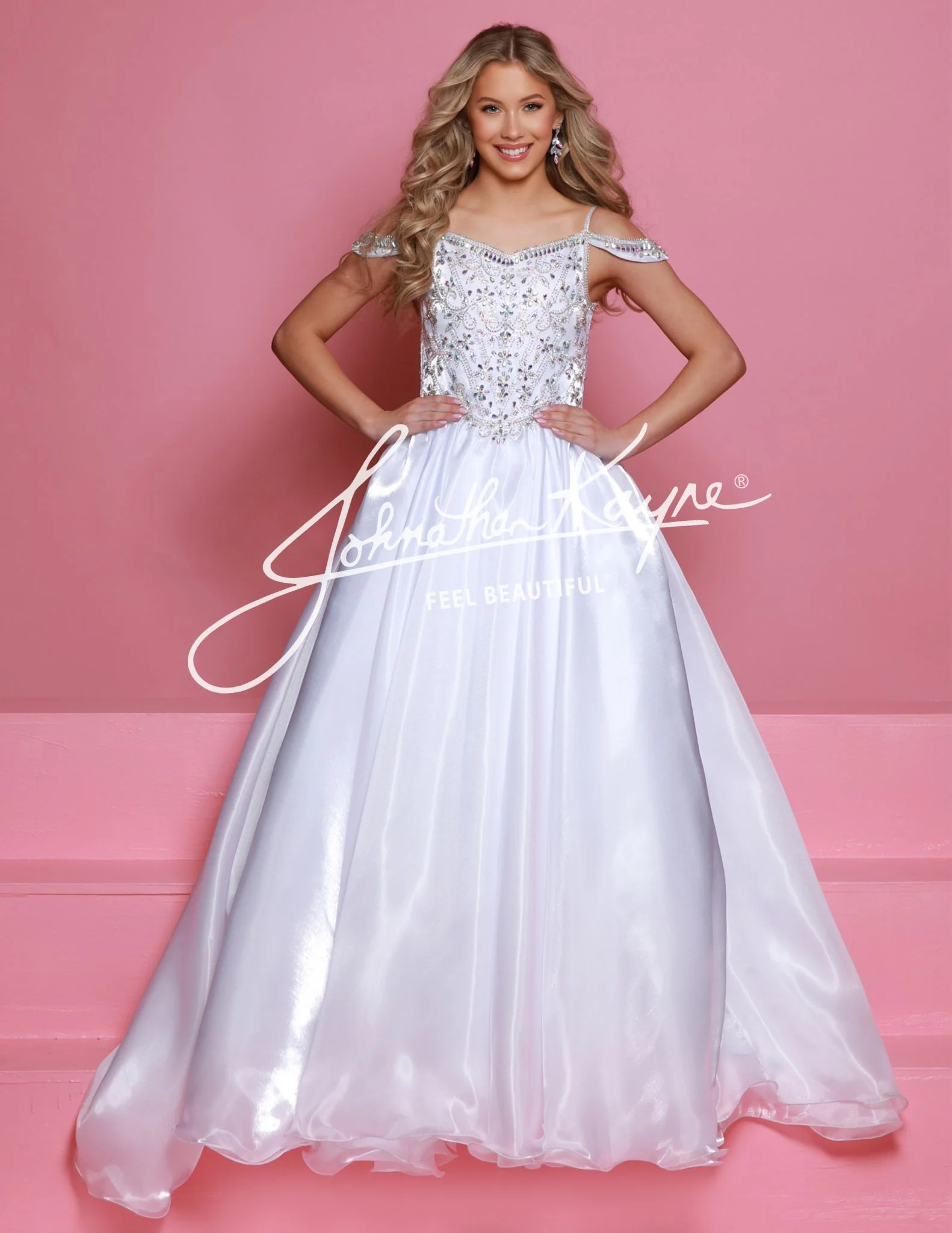 Sugar Kayne C365 Organza Girls Pageant Dress Off the Shoulder Crystal Bodice Formal Gown - Image 4