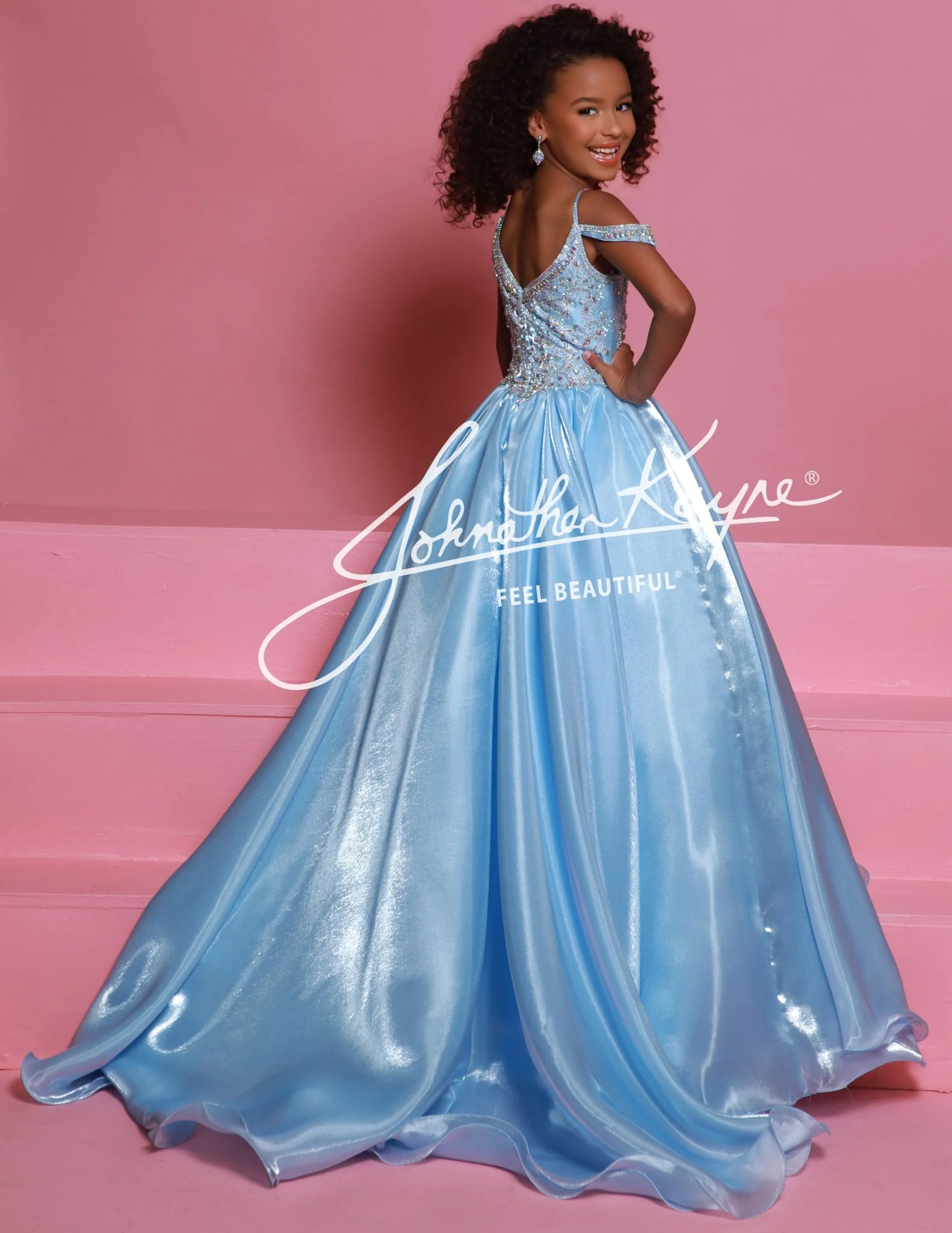 Sugar Kayne C365 Organza Girls Pageant Dress Off the Shoulder Crystal Bodice Formal Gown - Image 5