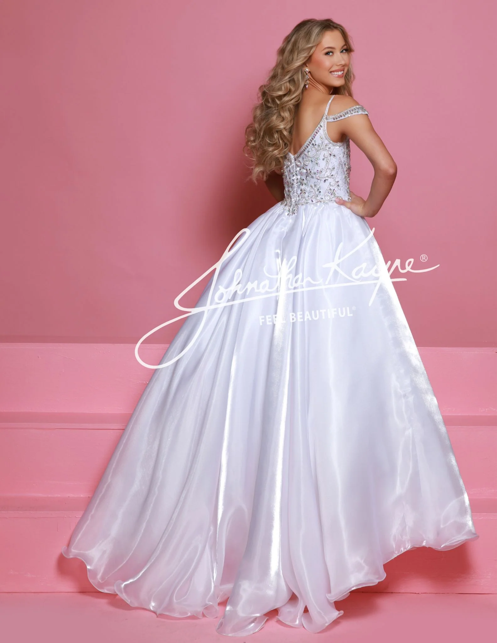 Sugar Kayne C365 Organza Girls Pageant Dress Off the Shoulder Crystal Bodice Formal Gown - Image 6