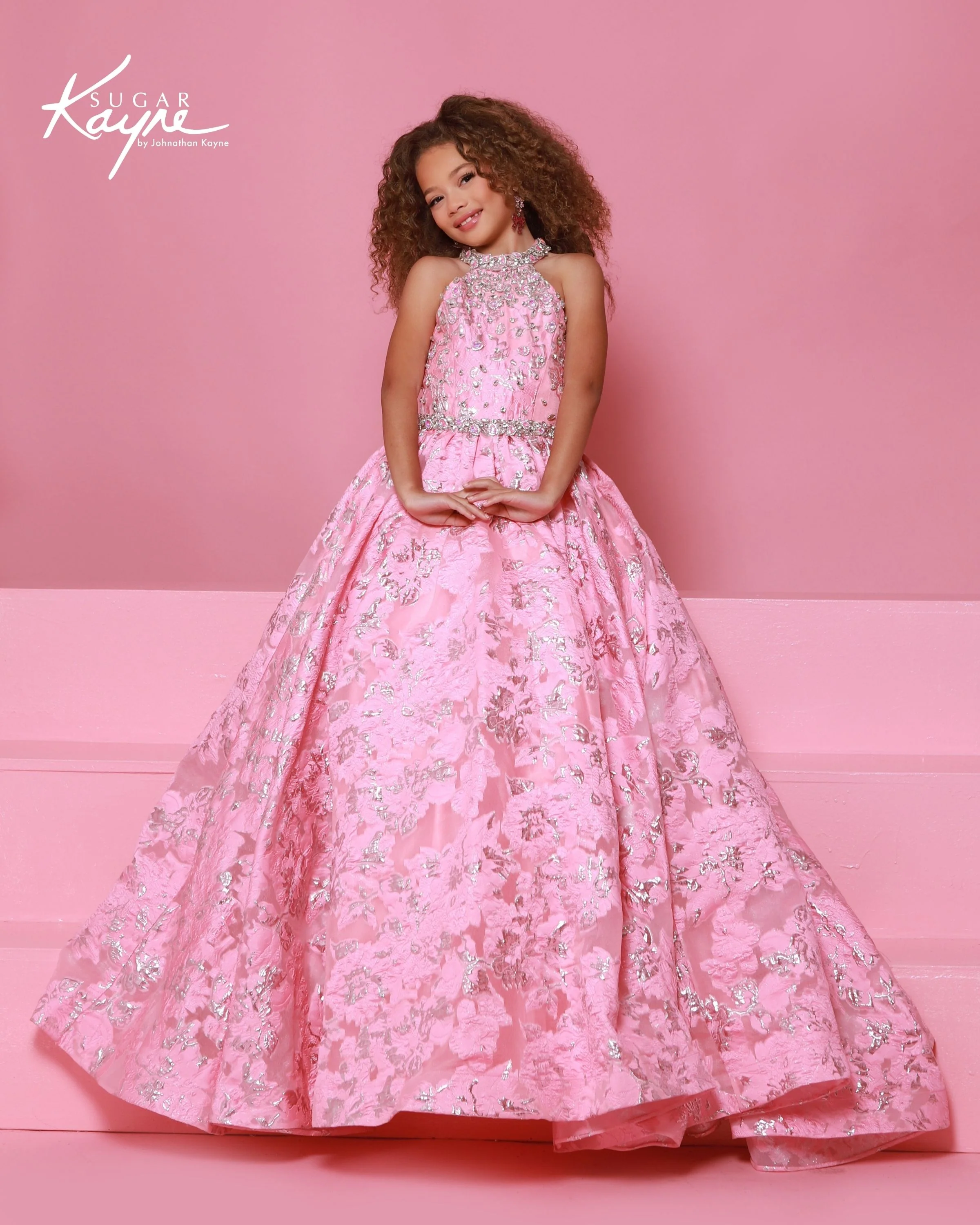 Sugar Kayne C404 Size 10 BLUE Girls Brocade Pageant Dress Ballgown - Image 4