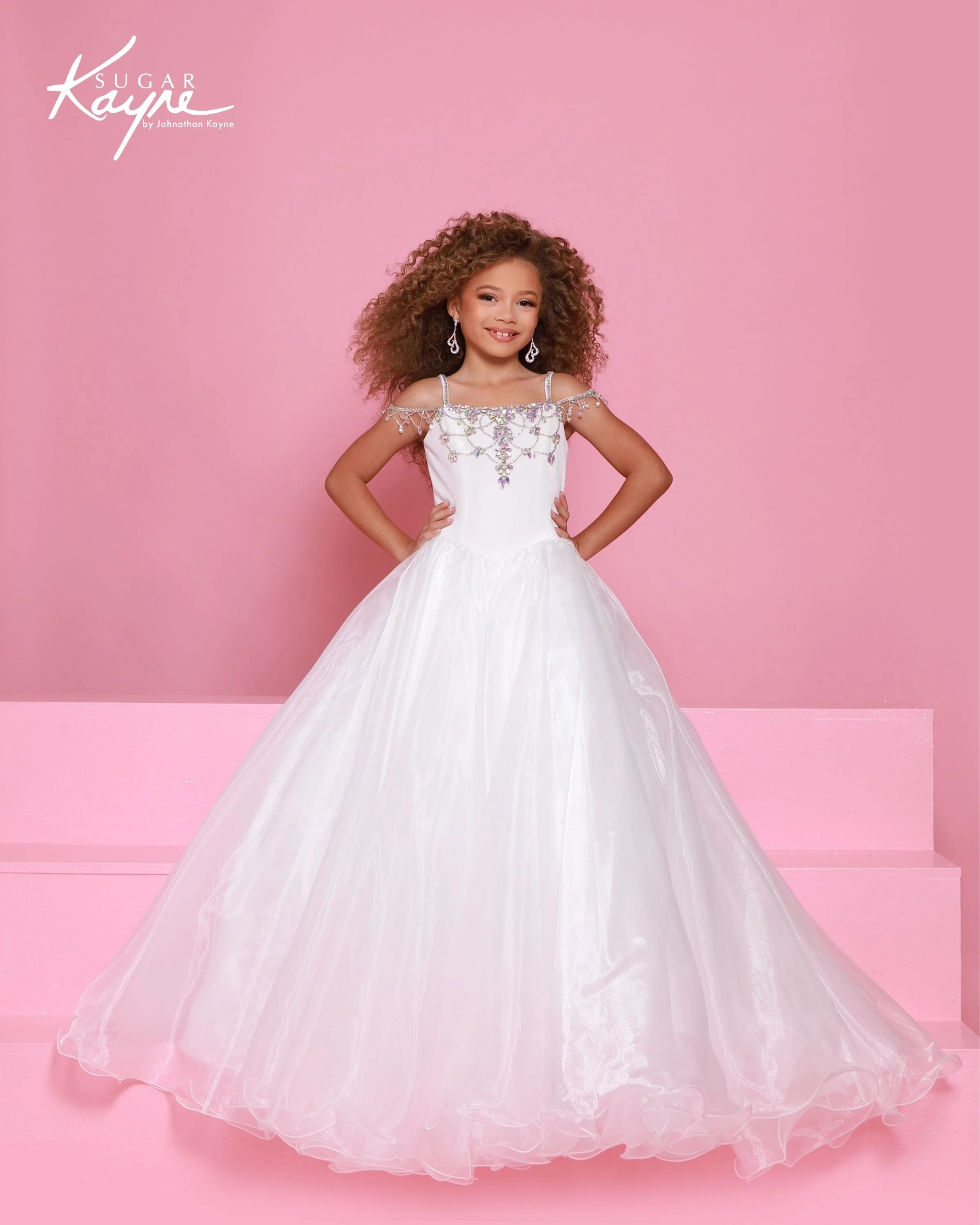 Sugar Kayne C412 Size 10 BLACK PINK Velvet Girls Pageant Dress - Image 3