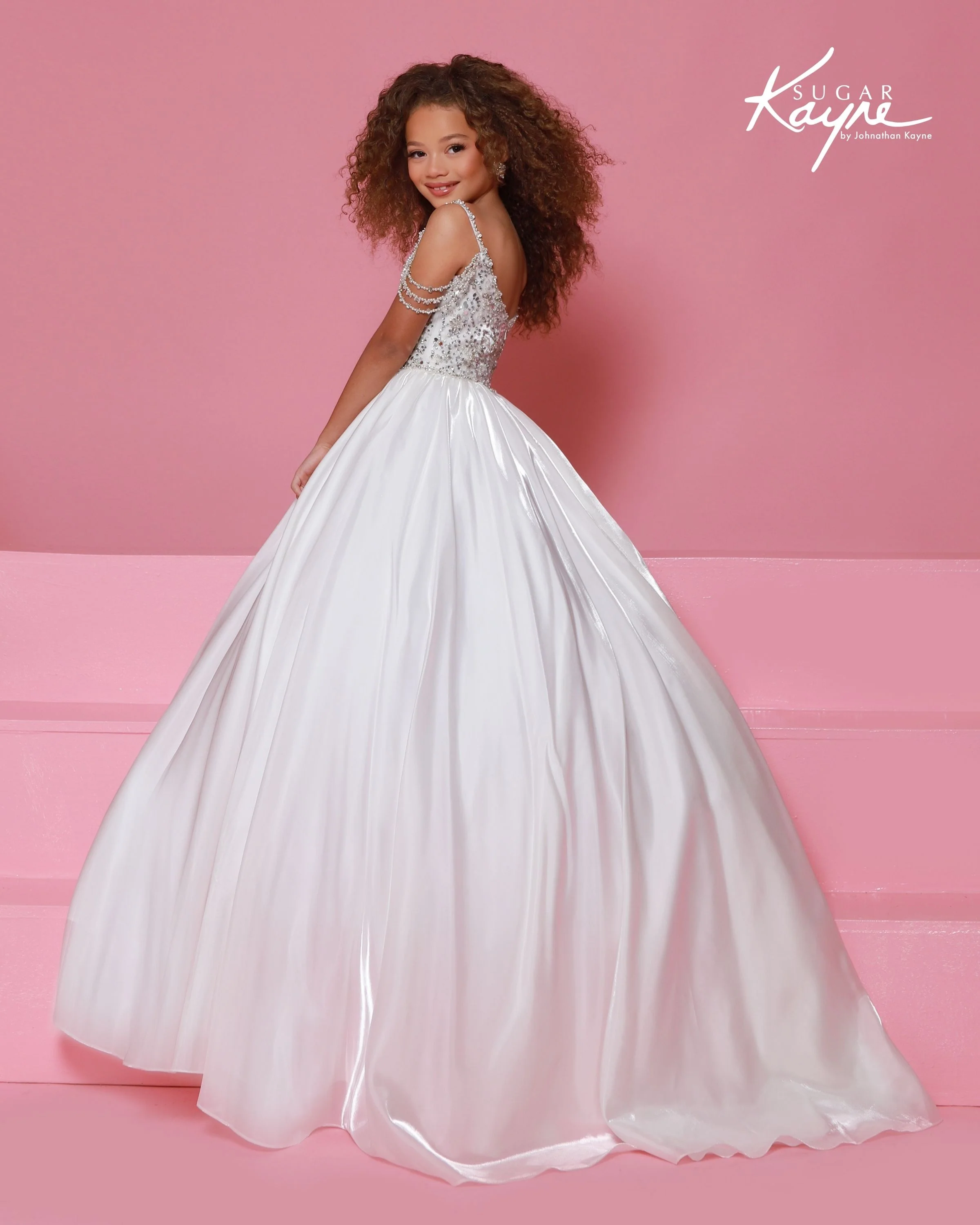 Sugar Kayne C416 Girls Pageant Dress Beaded Fringe - Image 2