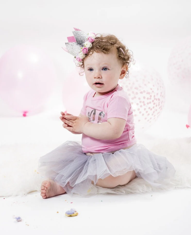 Sweet Wink Silver Glitter Flower Crown Kids Birthday Party Photoshoot Baby - Image 3