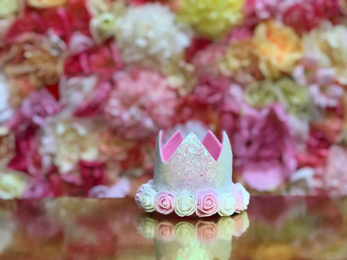 Sweet Wink White Glitter Flower Crown Babys Birthday Kids Party photoshoot - Image 4