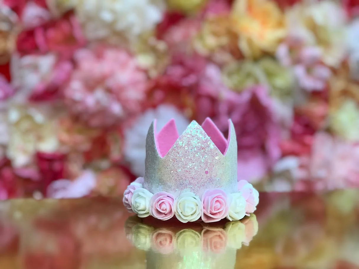 Sweet Wink White Glitter Flower Crown Babys Birthday Kids Party photoshoot - Image 5