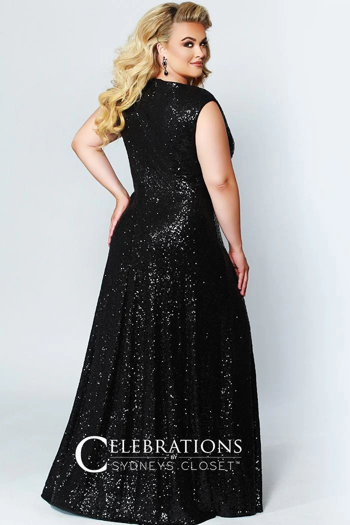 Sydney's Closet CE1801 Size 24 BLACK Sequin Formal Dress - Image 12
