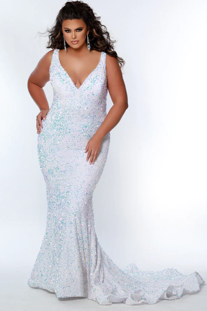 Sydney's Closet JK2308 Size 22 Cosmic Prom Dress Long Velvet Sequin Fitted Mermaid Plus Size Pageant Gown - Image 5